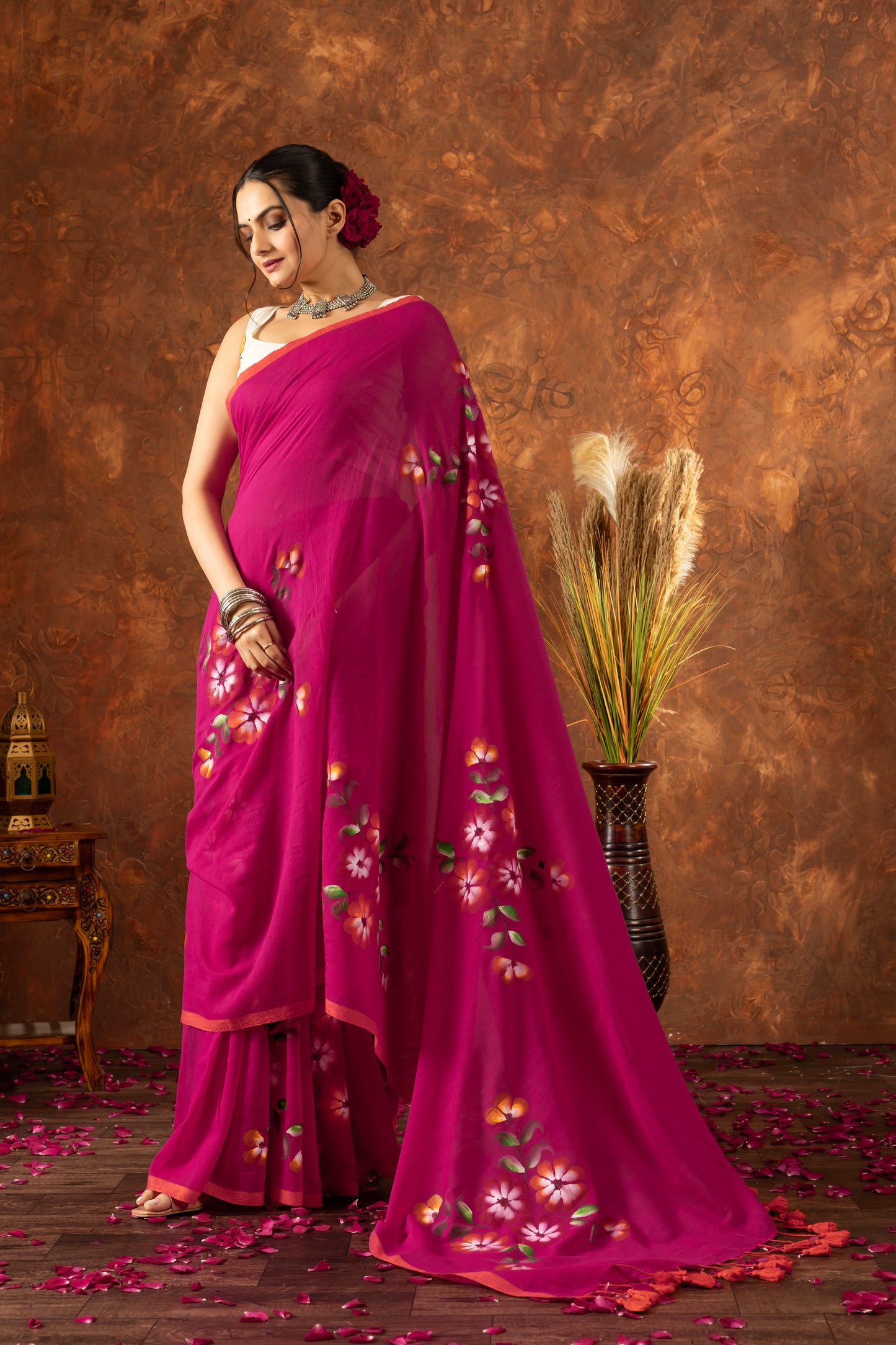 V I M A L A || (Pink) Hand Painted Saree