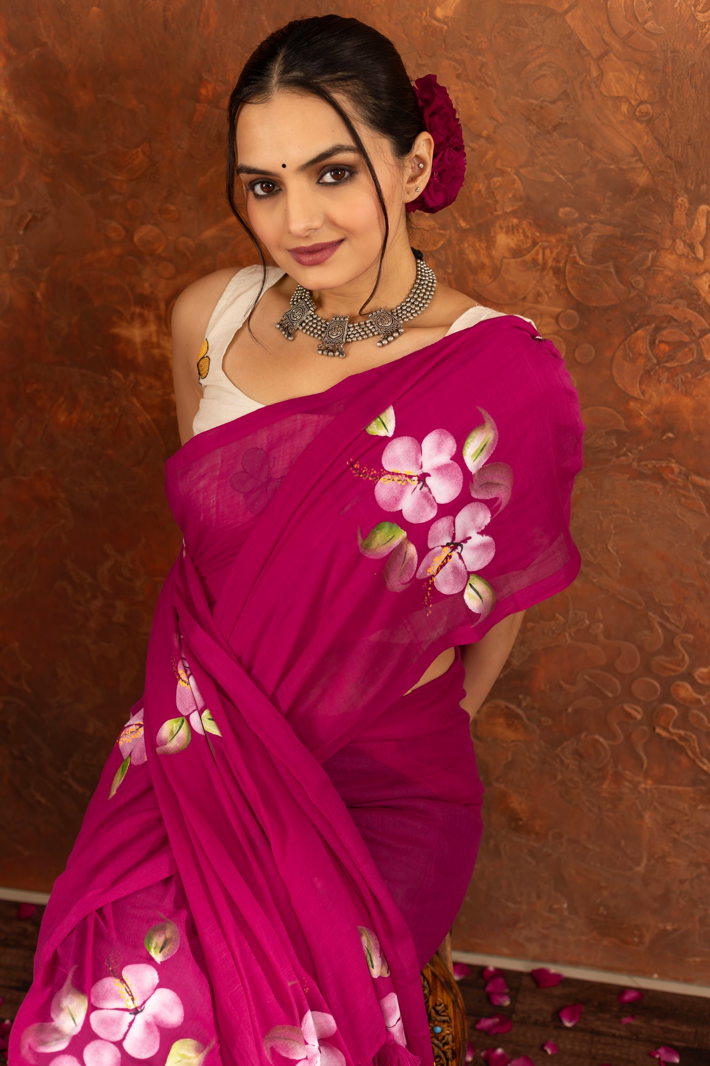 R A M I L A || (Pink) Hand Painted Saree