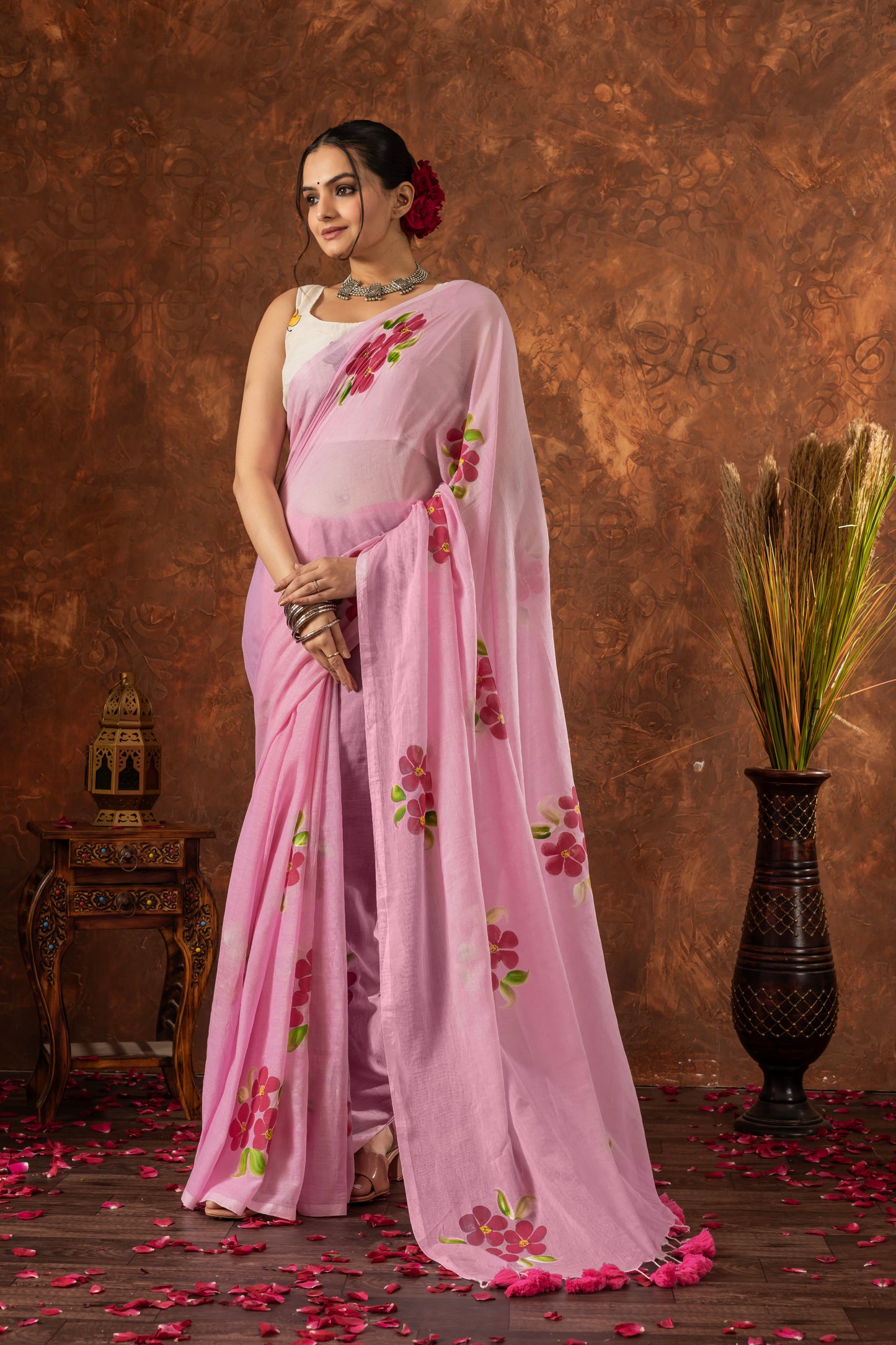 K U M U D I N I || Mull Cotton Saree with Hand Paint