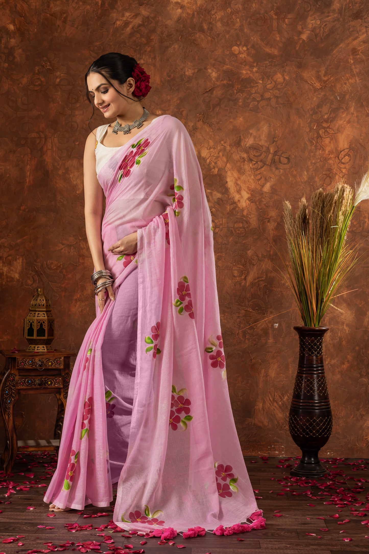K U M U D I N I || Mull Cotton Saree with Hand Paint
