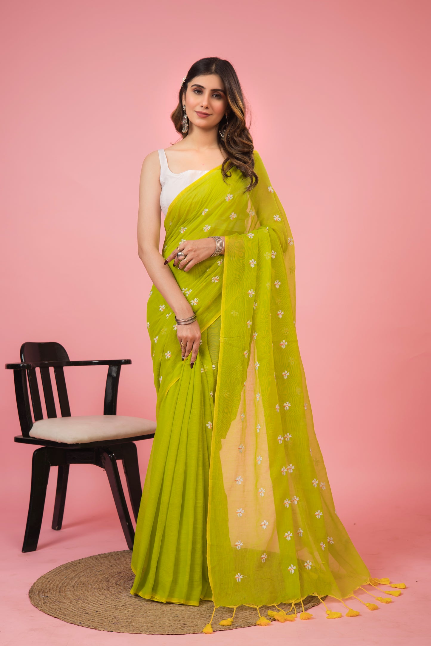 S H I U L I (GREEN) || Mull Cotton Saree