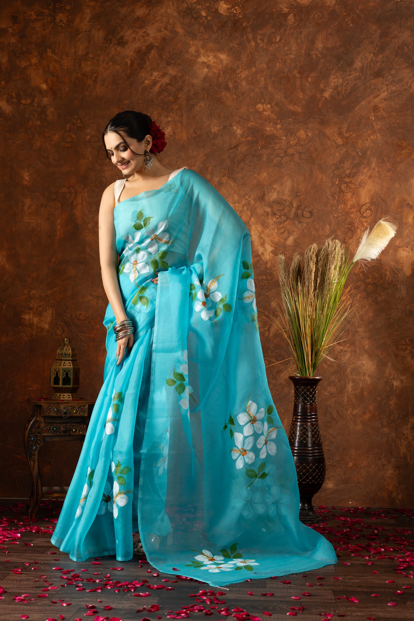 R E V A - R A A N I || Organza Saree with Hand Paint