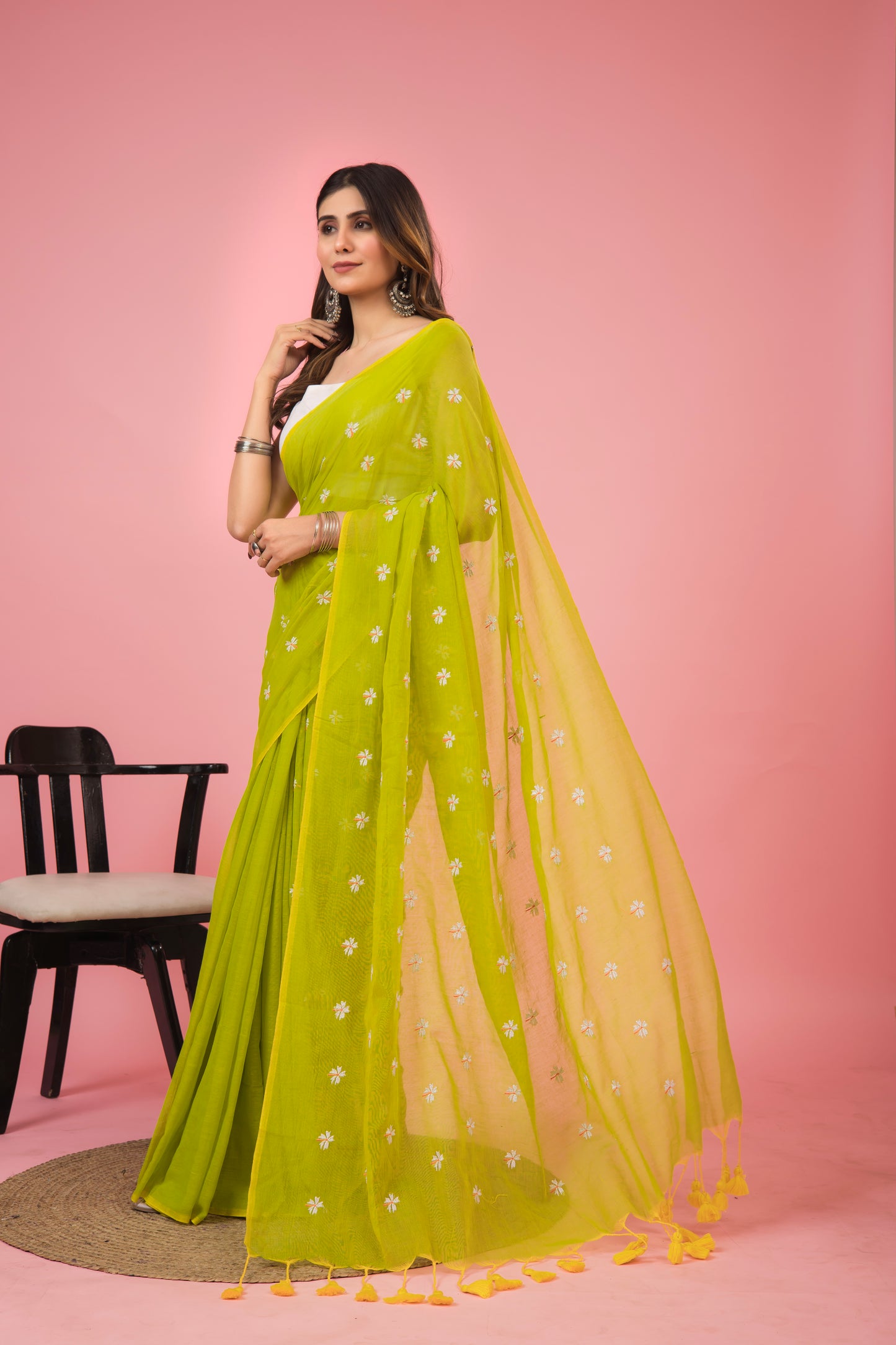S H I U L I (GREEN) || Mull Cotton Saree