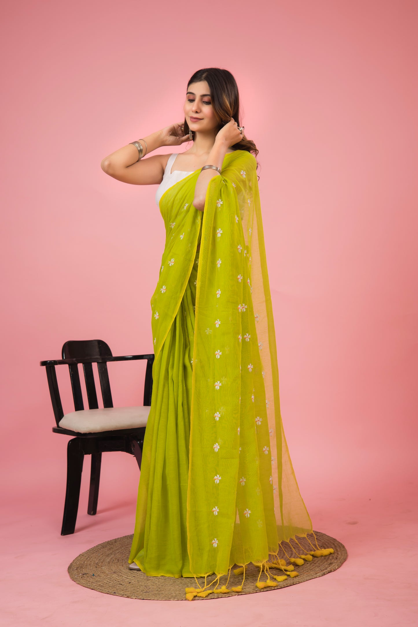S H I U L I (GREEN) || Mull Cotton Saree