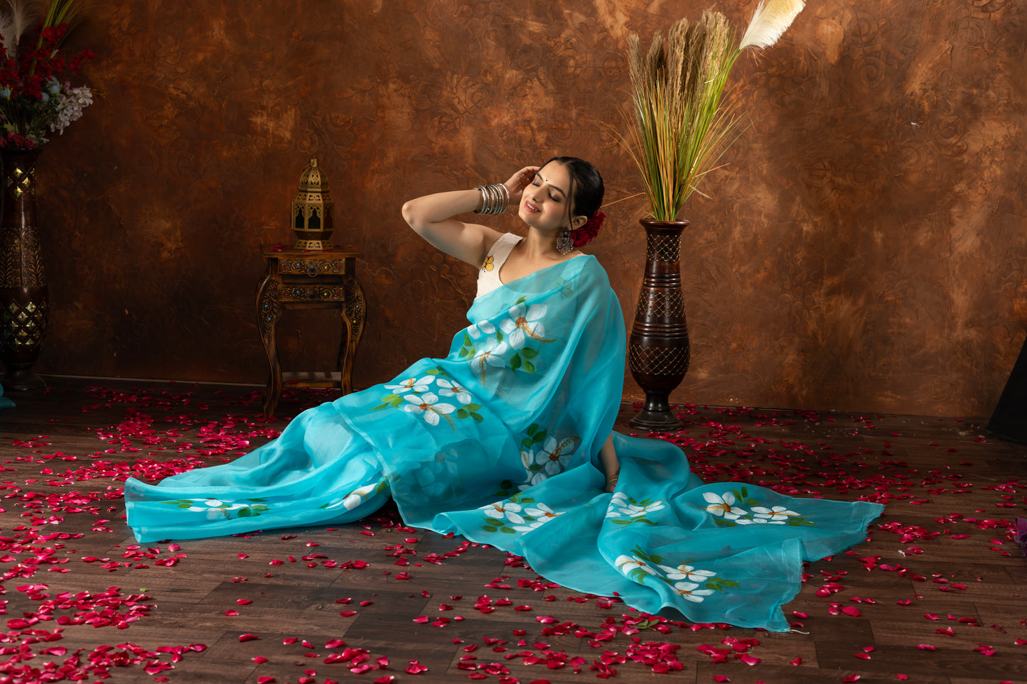R E V A - R A A N I || Organza Saree with Hand Paint