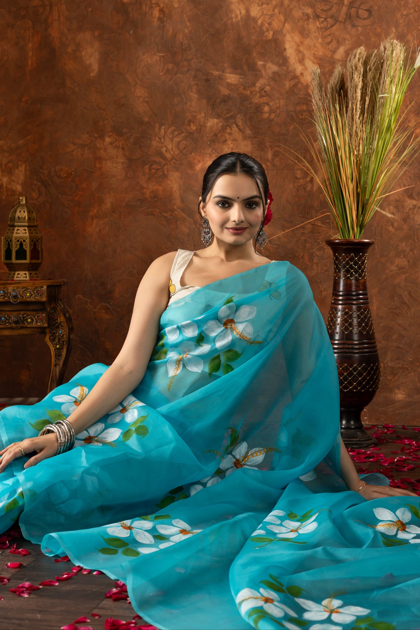 R E V A - R A A N I || Organza Saree with Hand Paint