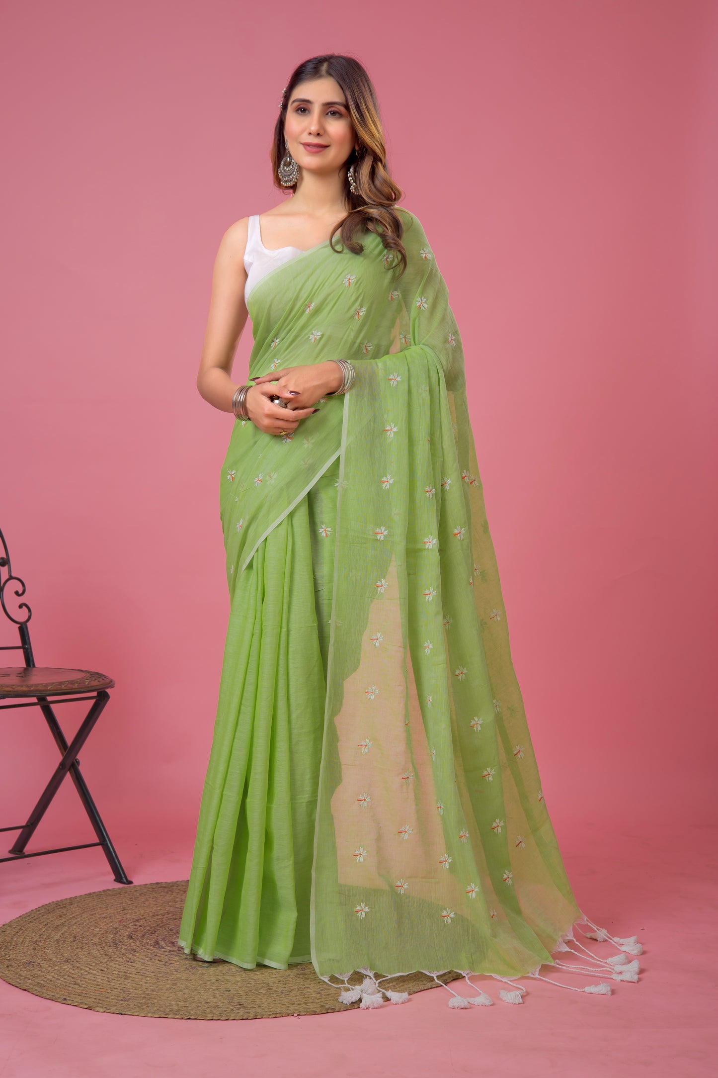 S H I U L I (LIGHT GREEN) || Mull Cotton Saree