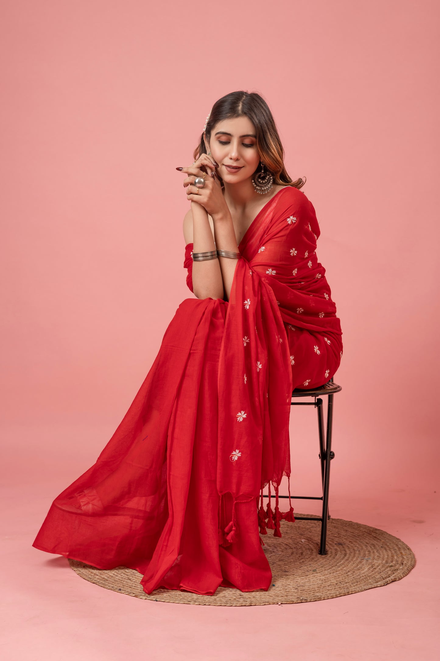 S H I U L I (RED) || Mull Cotton Saree