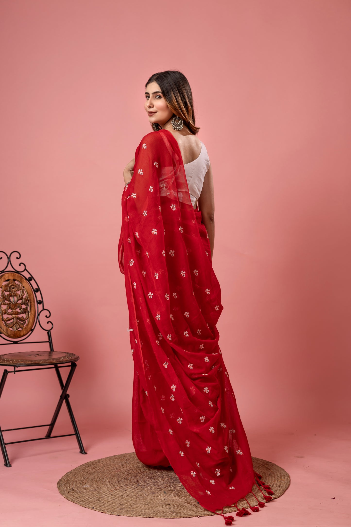 S H I U L I (RED) || Mull Cotton Saree