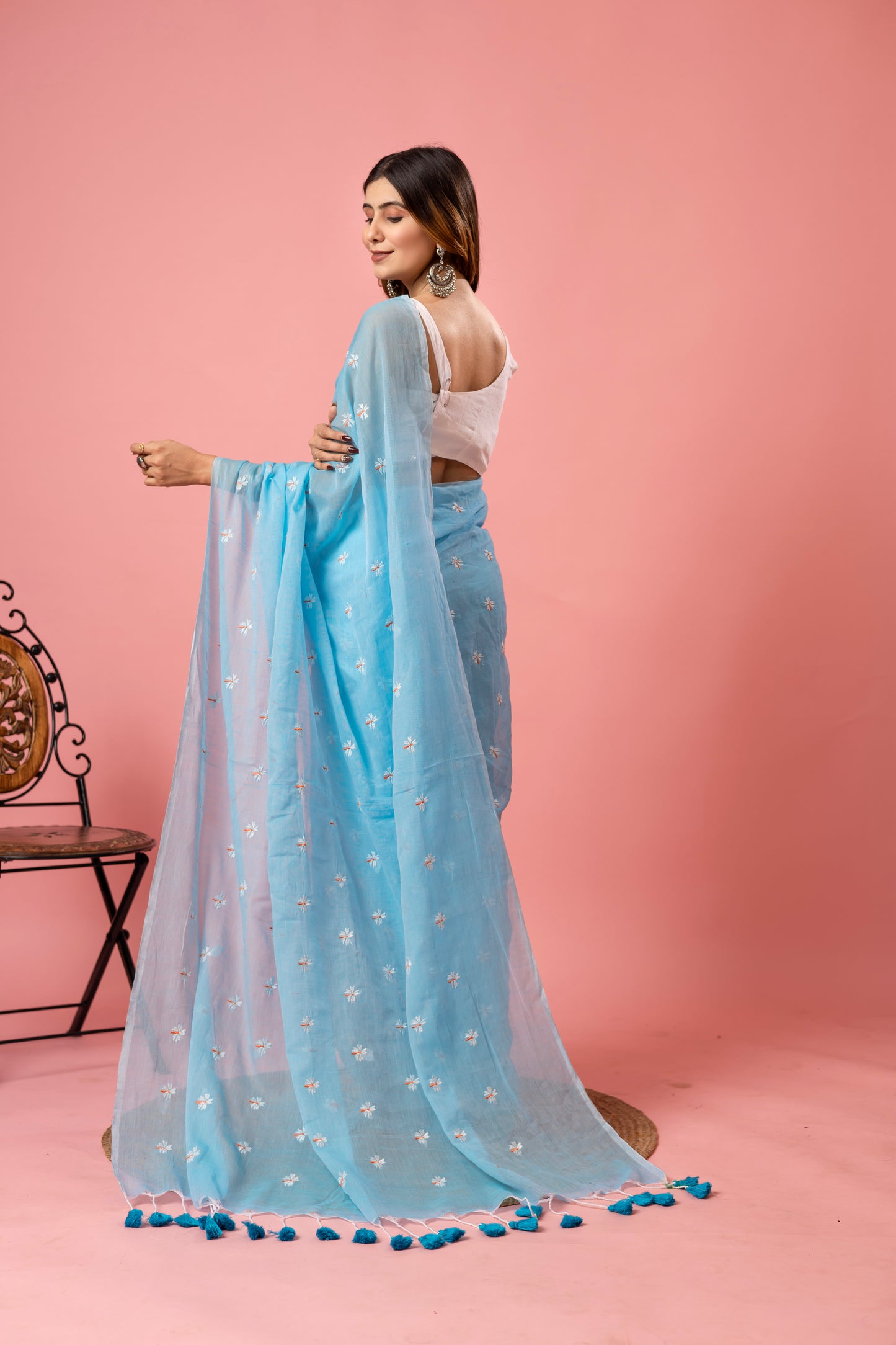 S H I U L I (SKY BLUE) || Mull Cotton Saree