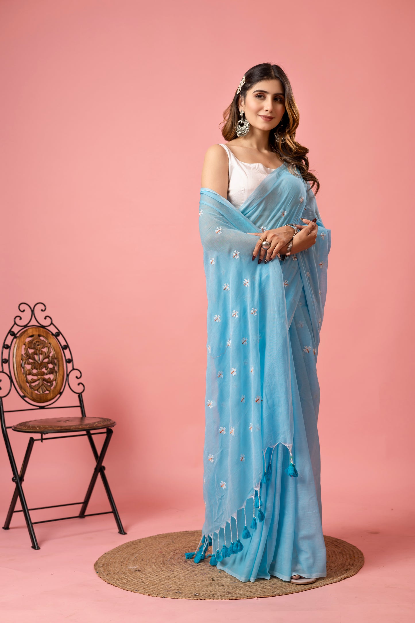 S H I U L I (SKY BLUE) || Mull Cotton Saree