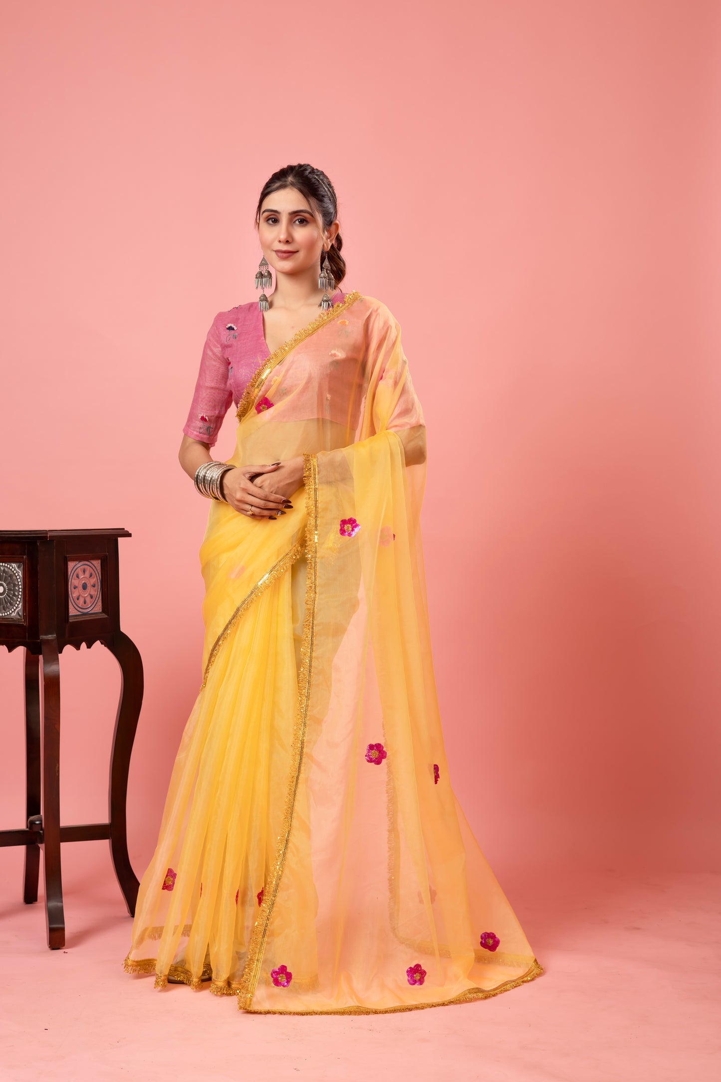R O S H A N I || Organza Sequence work Saree
