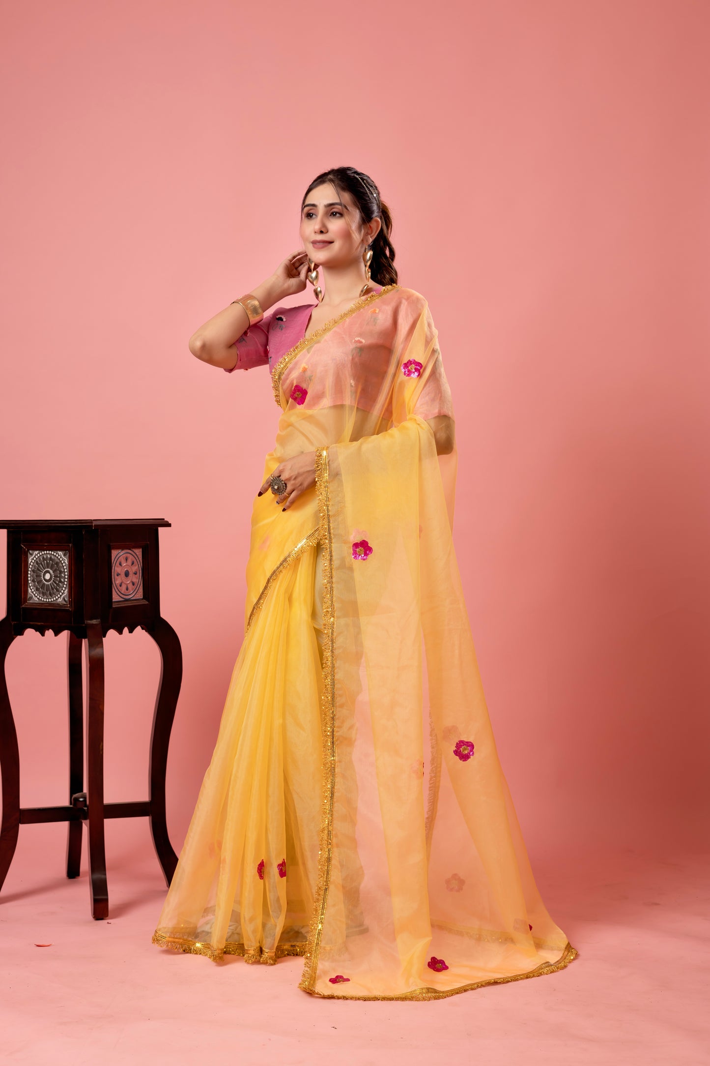 R O S H A N I || Organza Sequence work Saree
