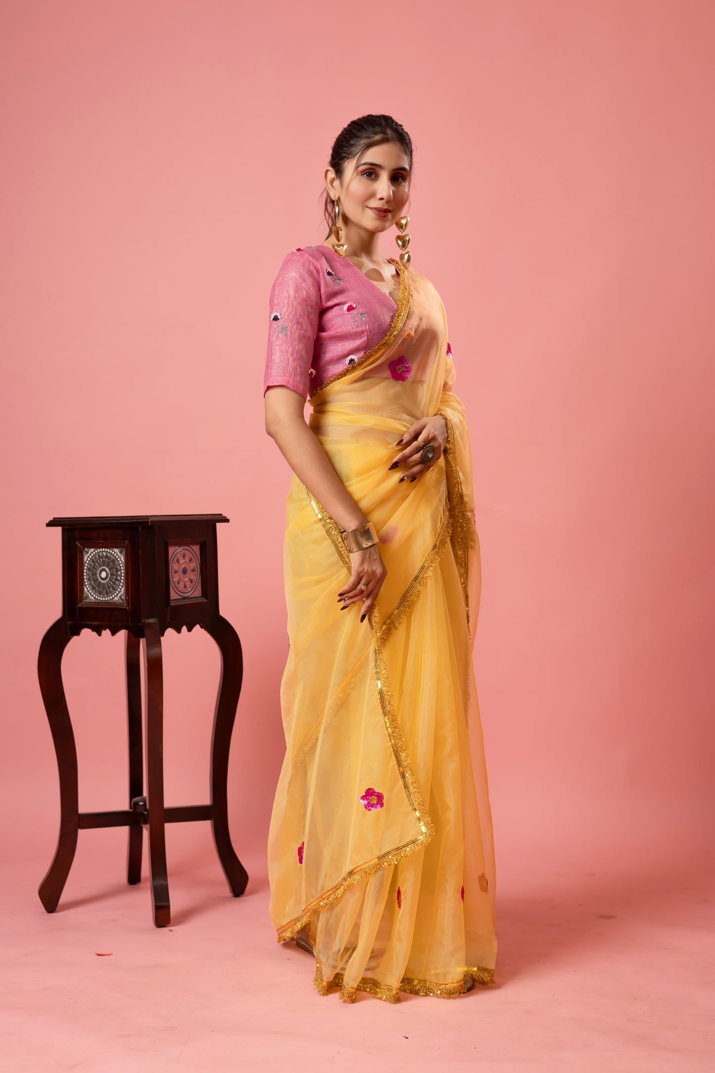 R O S H A N I || Organza Sequence work Saree