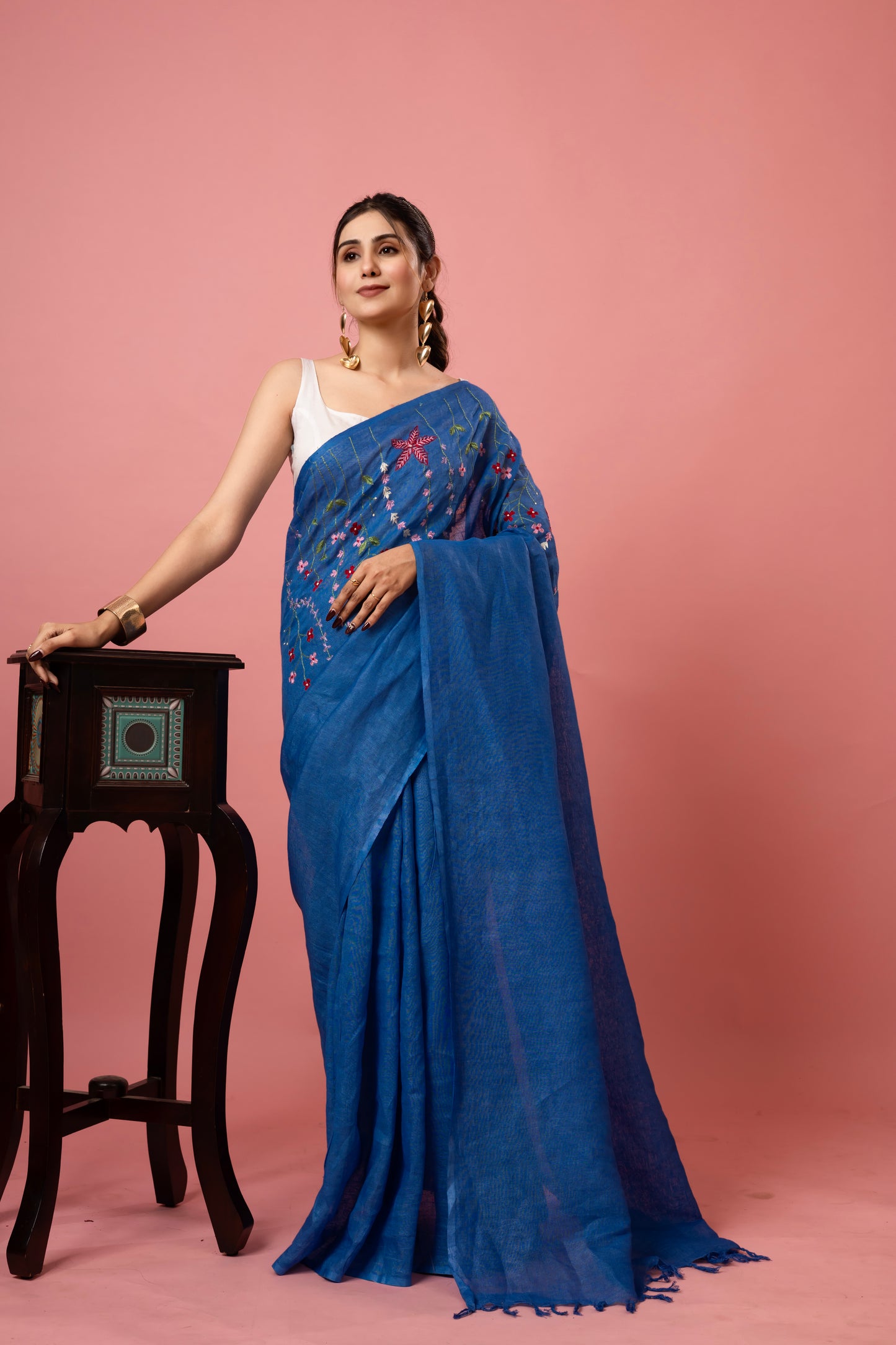 K A G N A || Pure Linen Saree