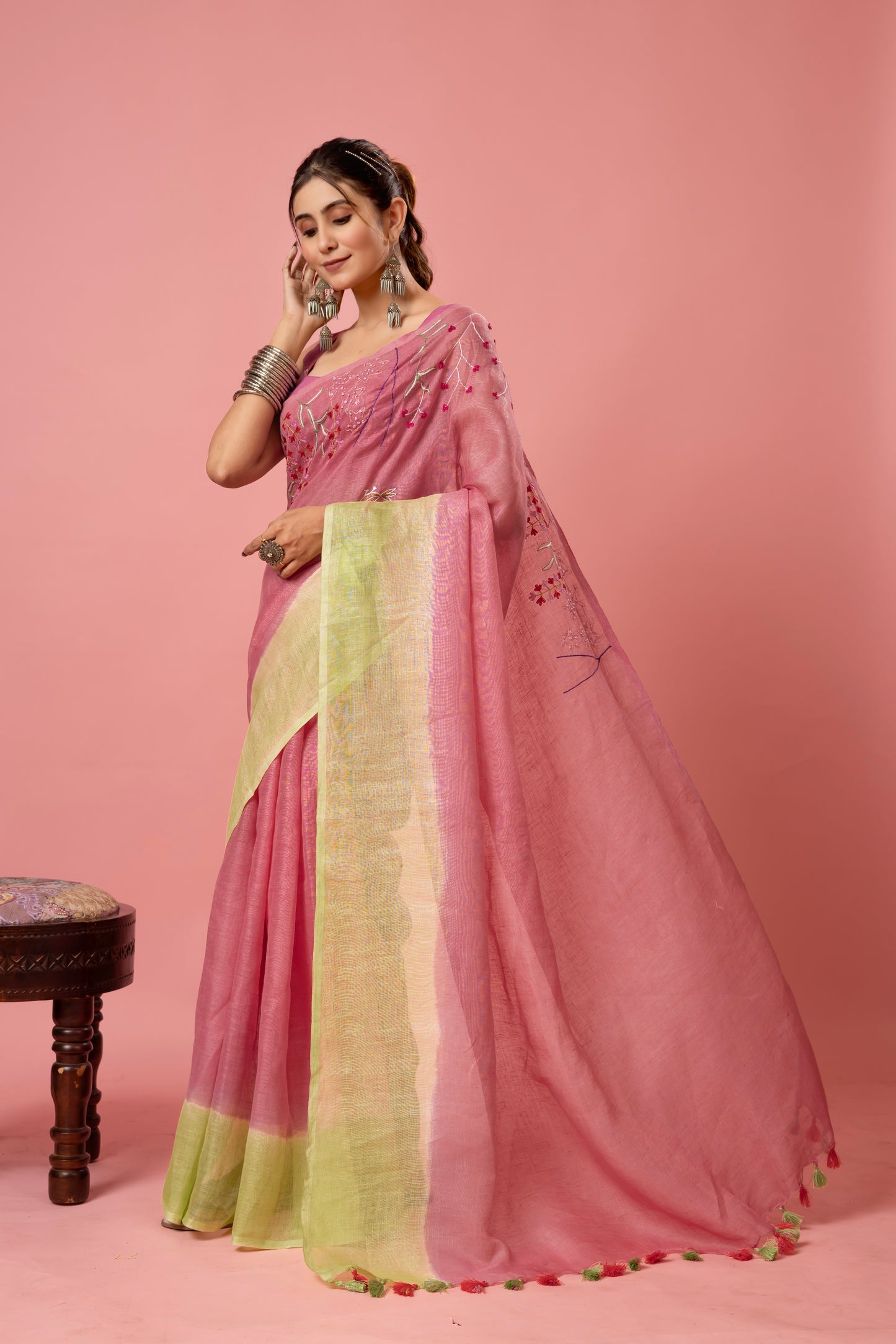 S W A R N A || Pure Linen Saree