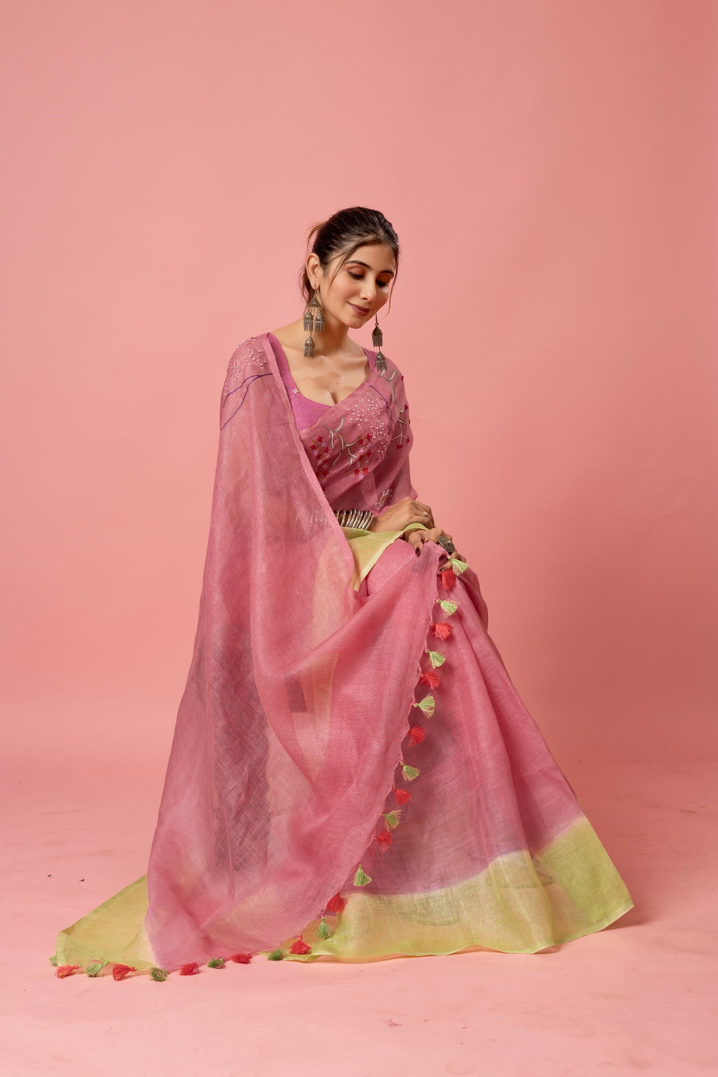 S W A R N A || Pure Linen Saree