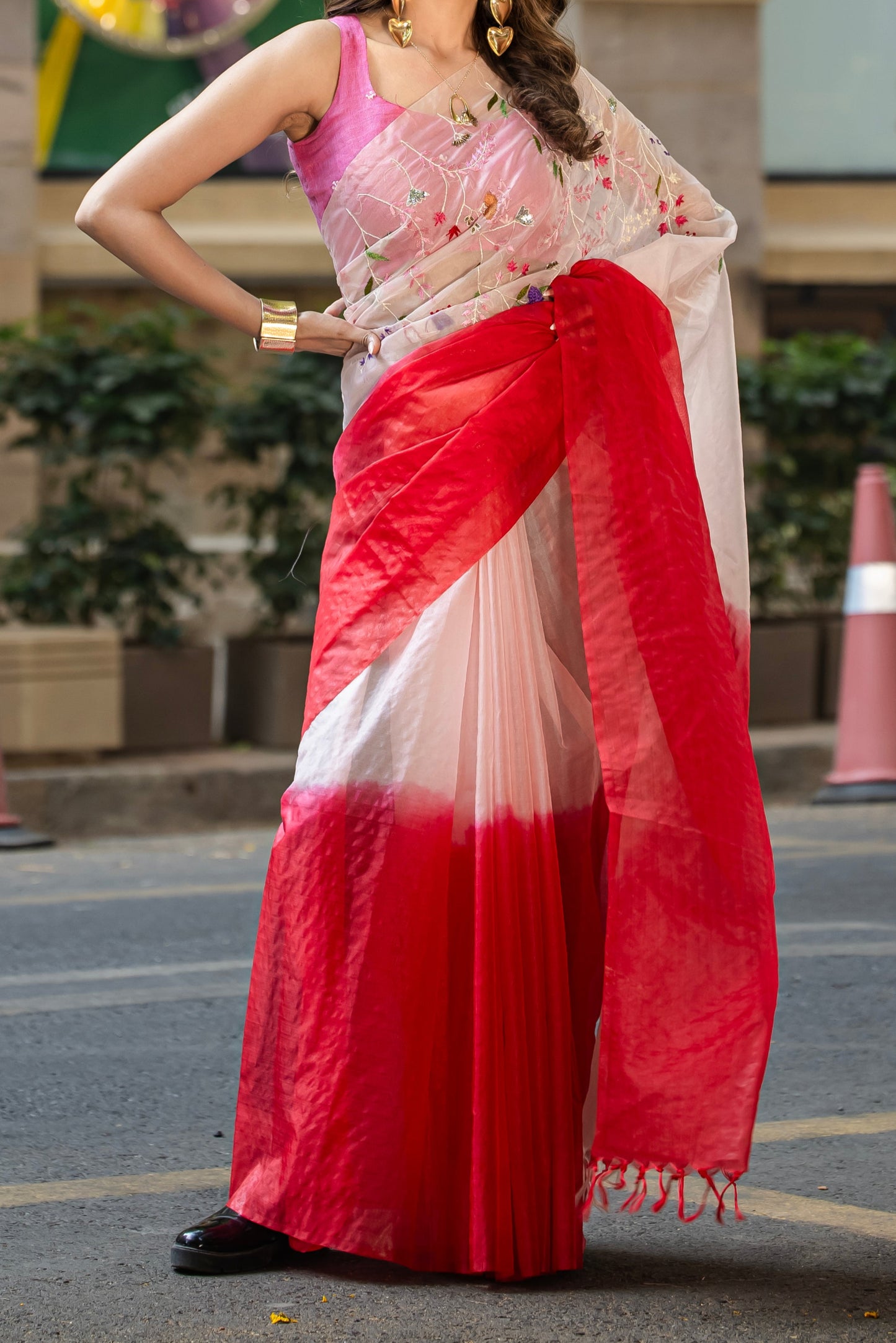 N A M I K A || Pure Organza Hand-Work Saree