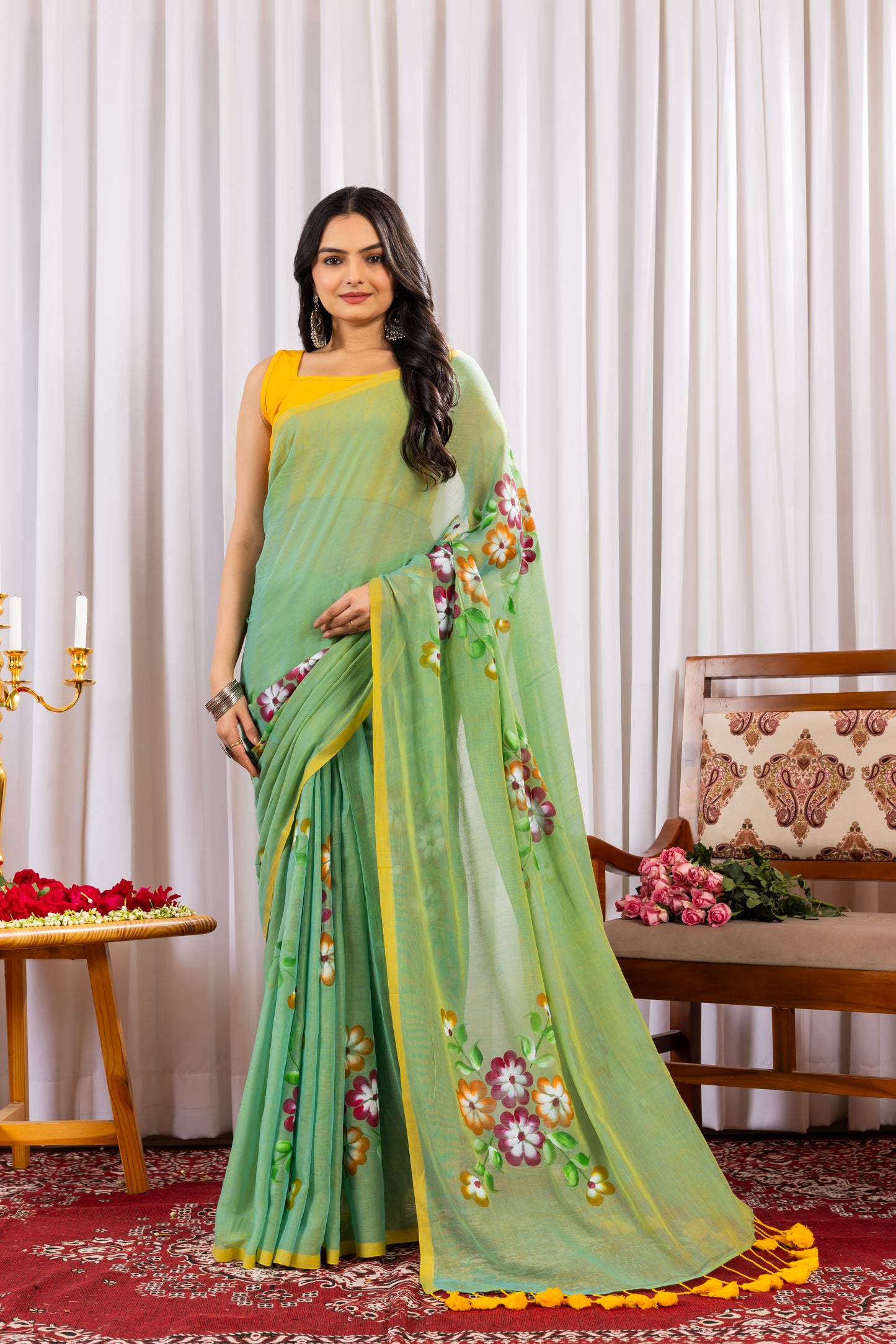 R A T R A N I || Mull Cotton saree with Hand Paint