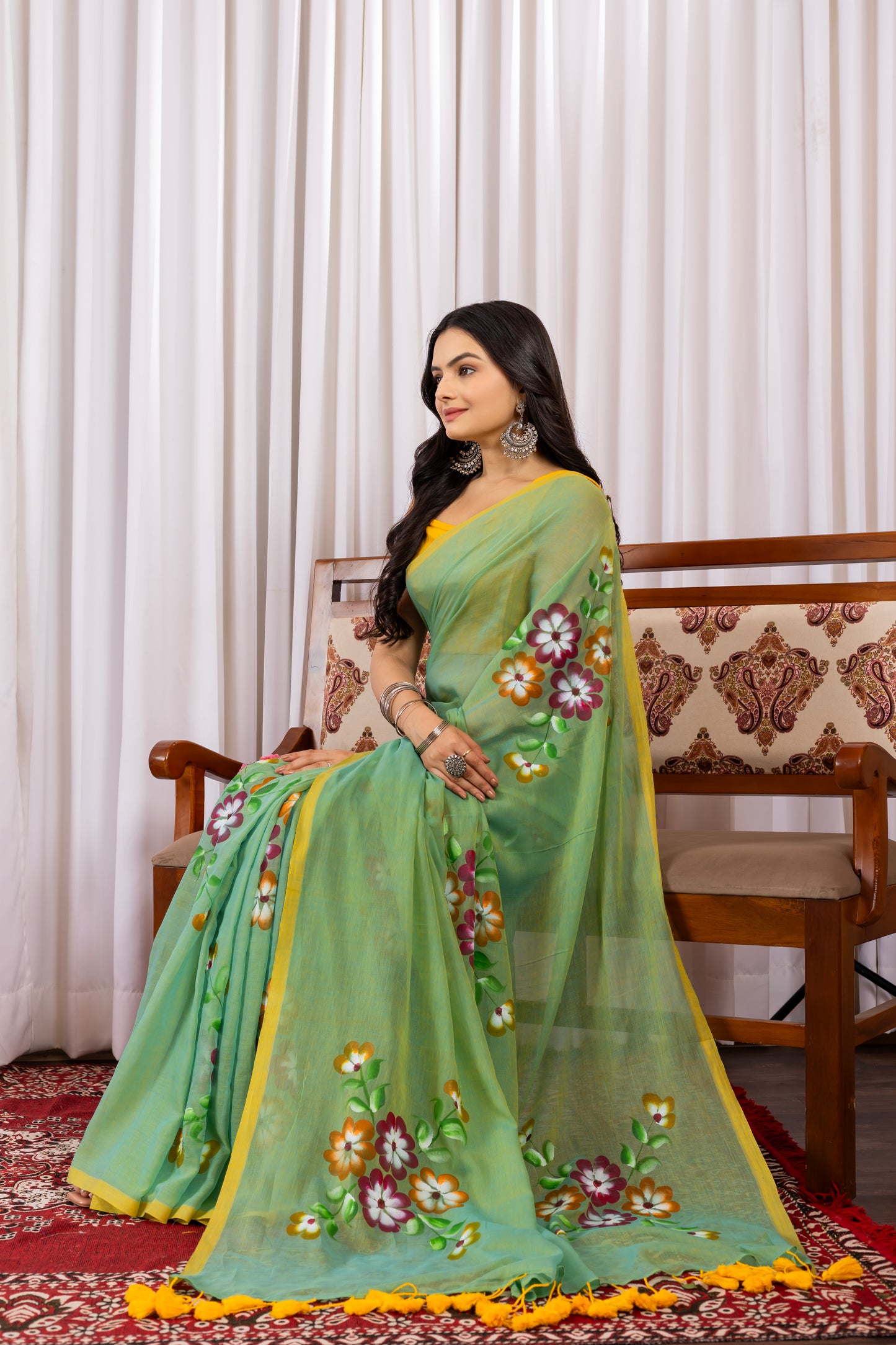 R A T R A N I || Mull Cotton saree with Hand Paint