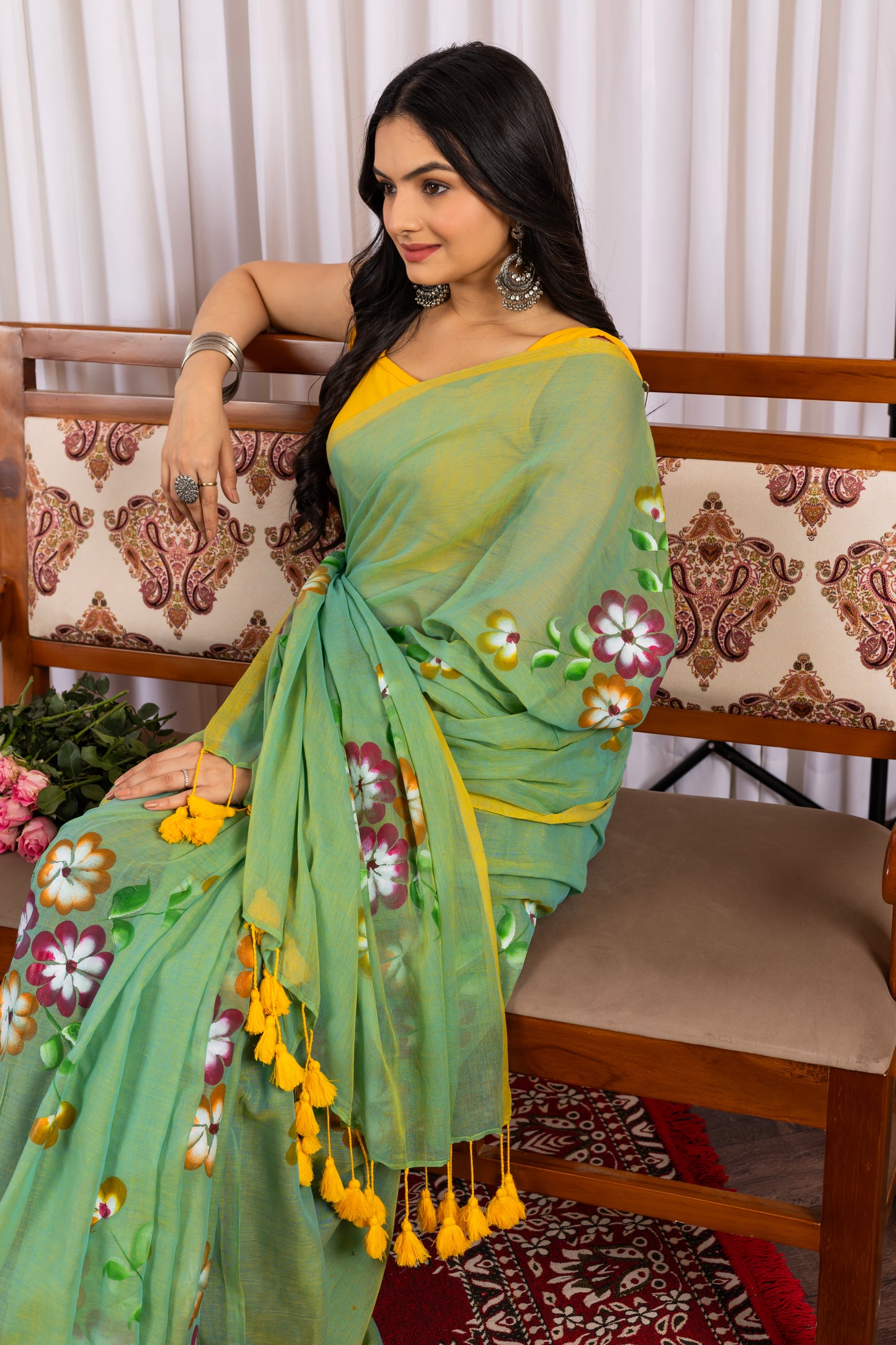 R A T R A N I || Mull Cotton saree with Hand Paint