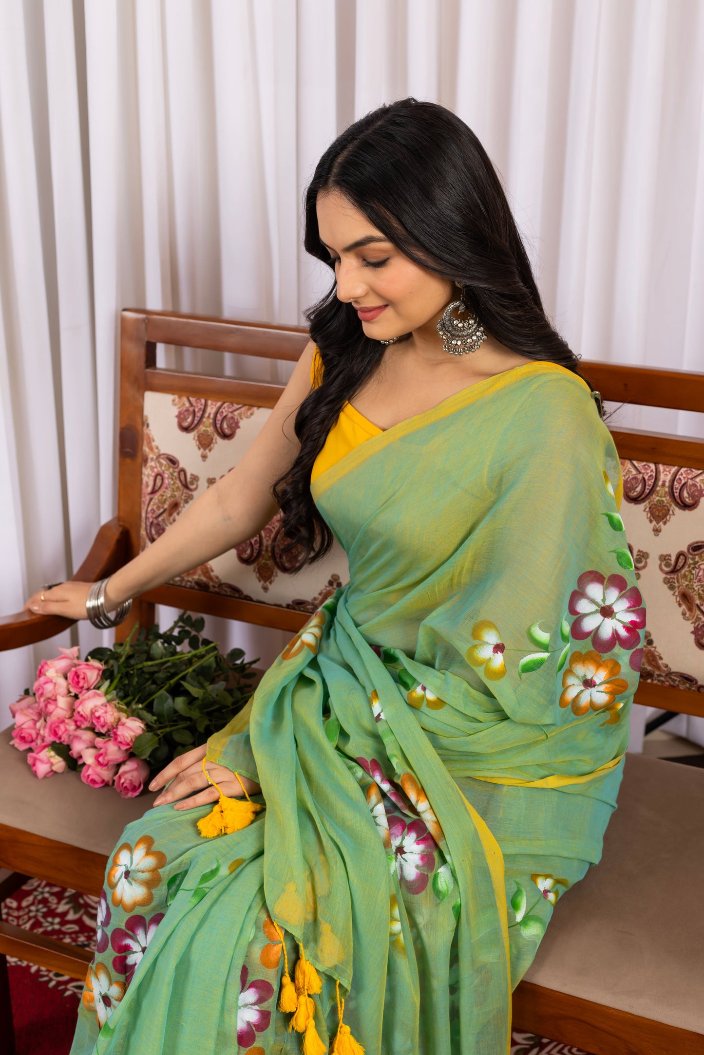 R A T R A N I || Mull Cotton saree with Hand Paint