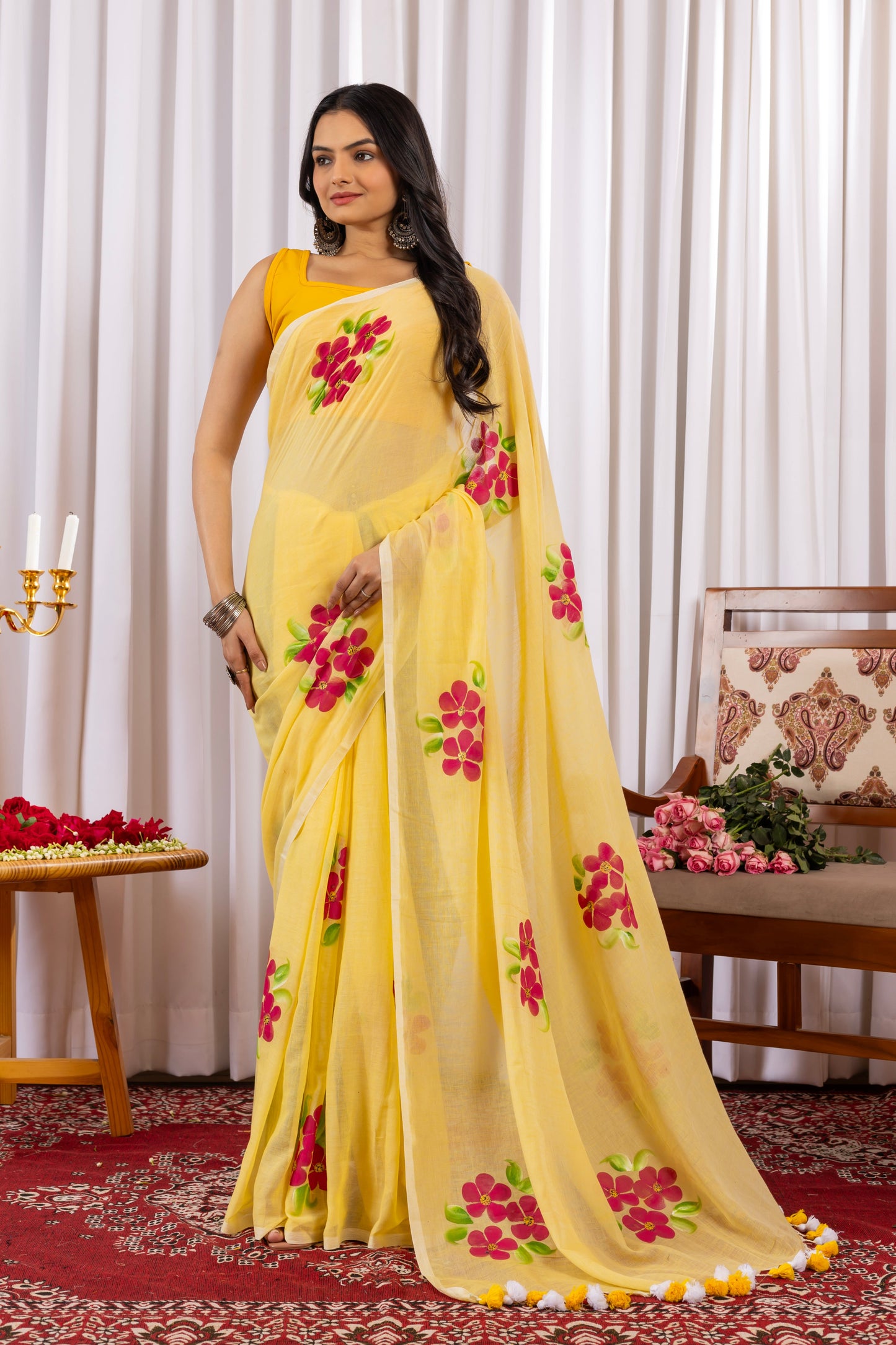 B A N P H O O L || Mull Cotton Saree with Hand Paint