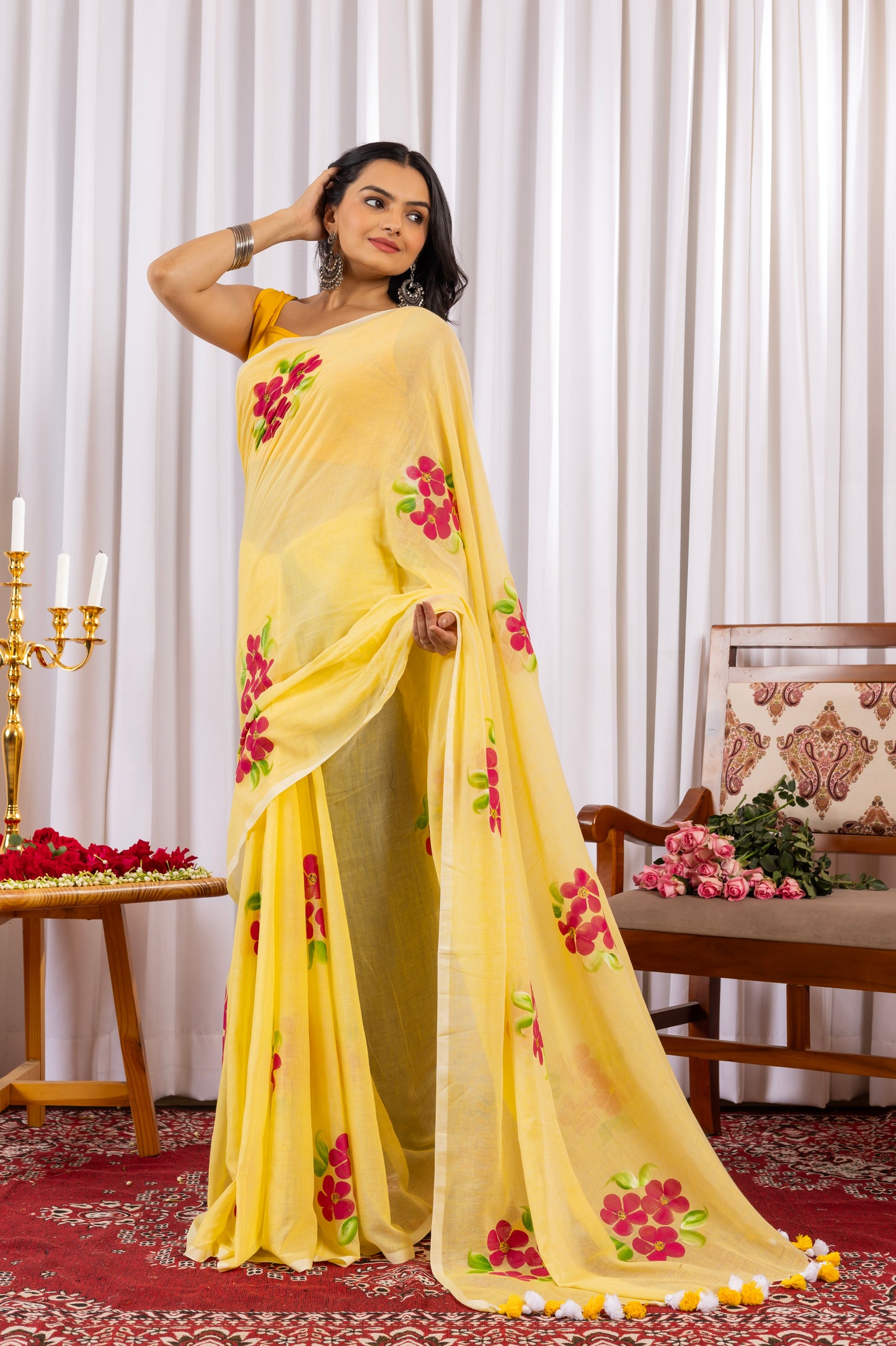 B A N P H O O L || Mull Cotton Saree with Hand Paint