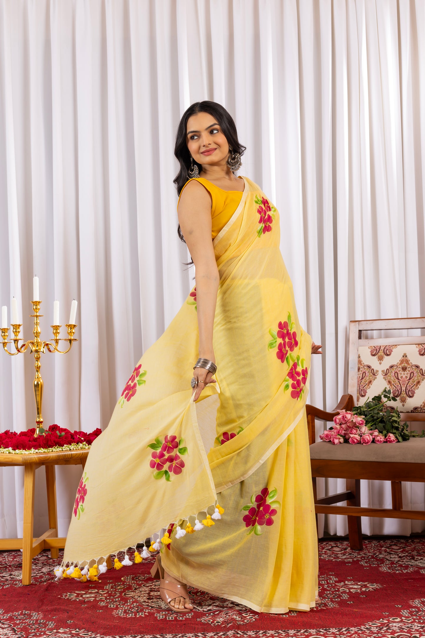 B A N P H O O L || Mull Cotton Saree with Hand Paint