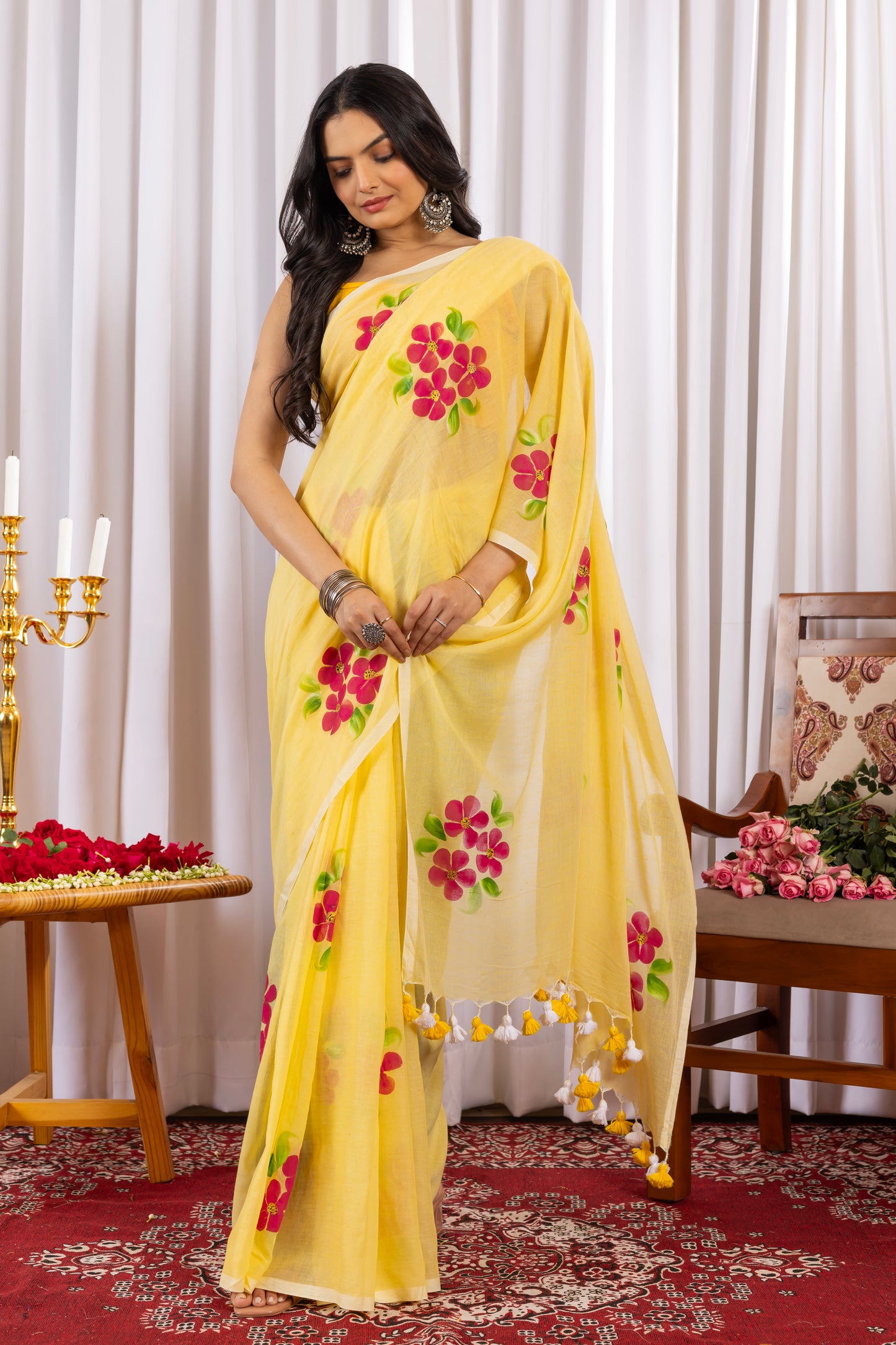 B A N P H O O L || Mull Cotton Saree with Hand Paint