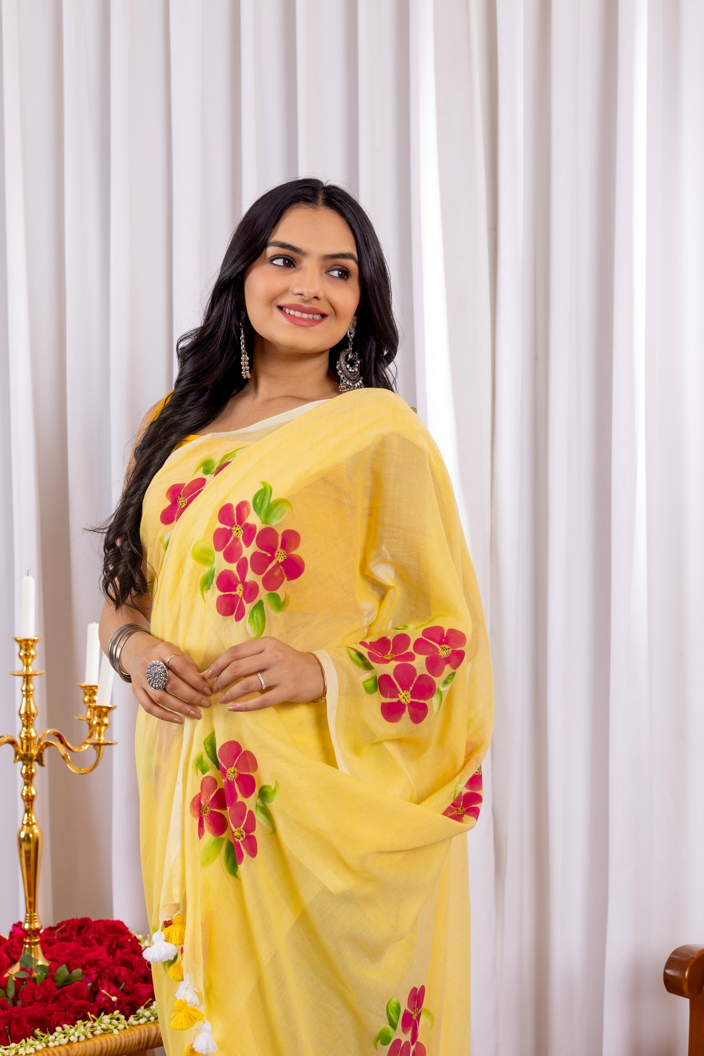 B A N P H O O L || Mull Cotton Saree with Hand Paint