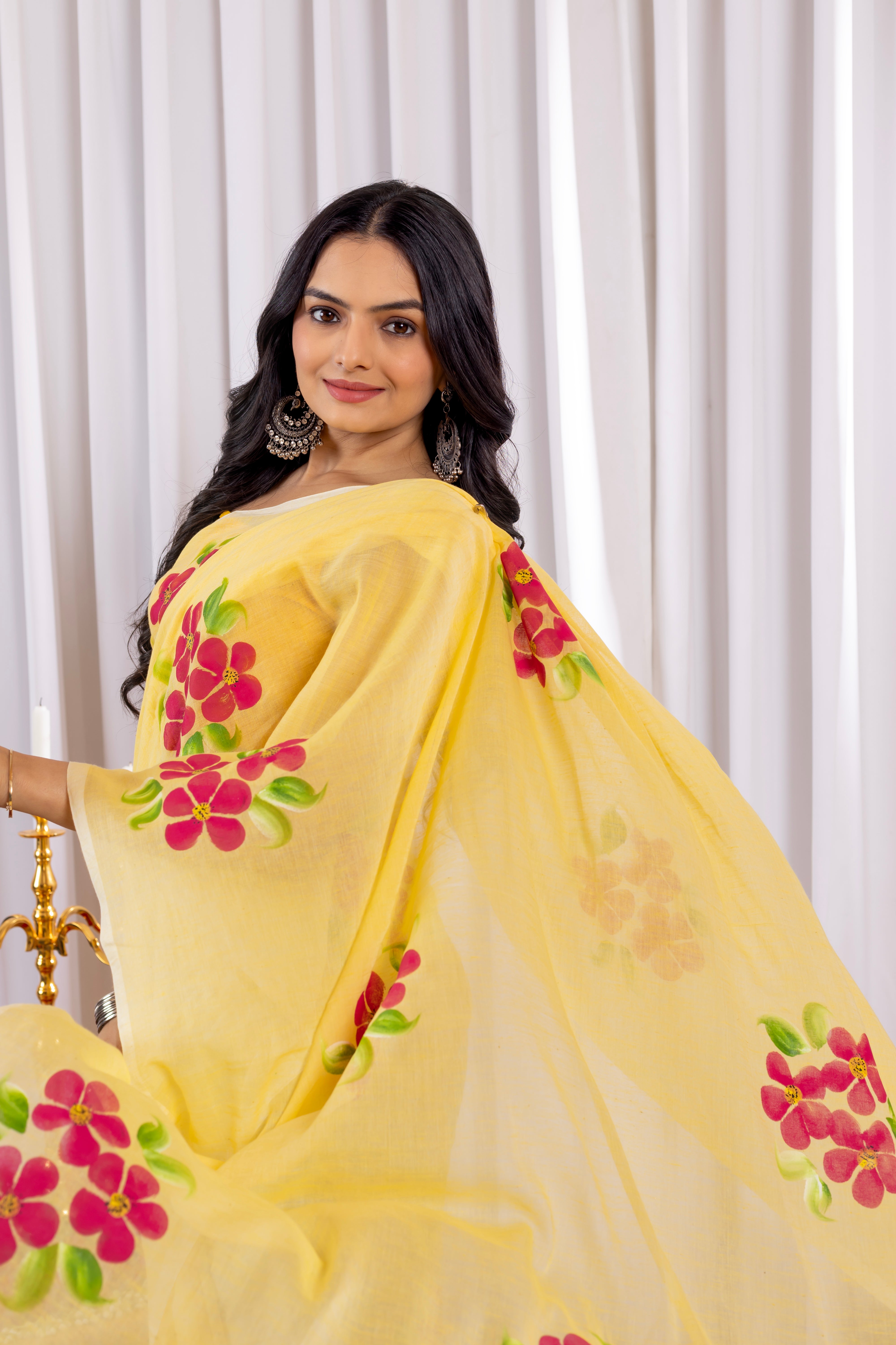 B A N P H O O L || Mull Cotton Saree with Hand Paint