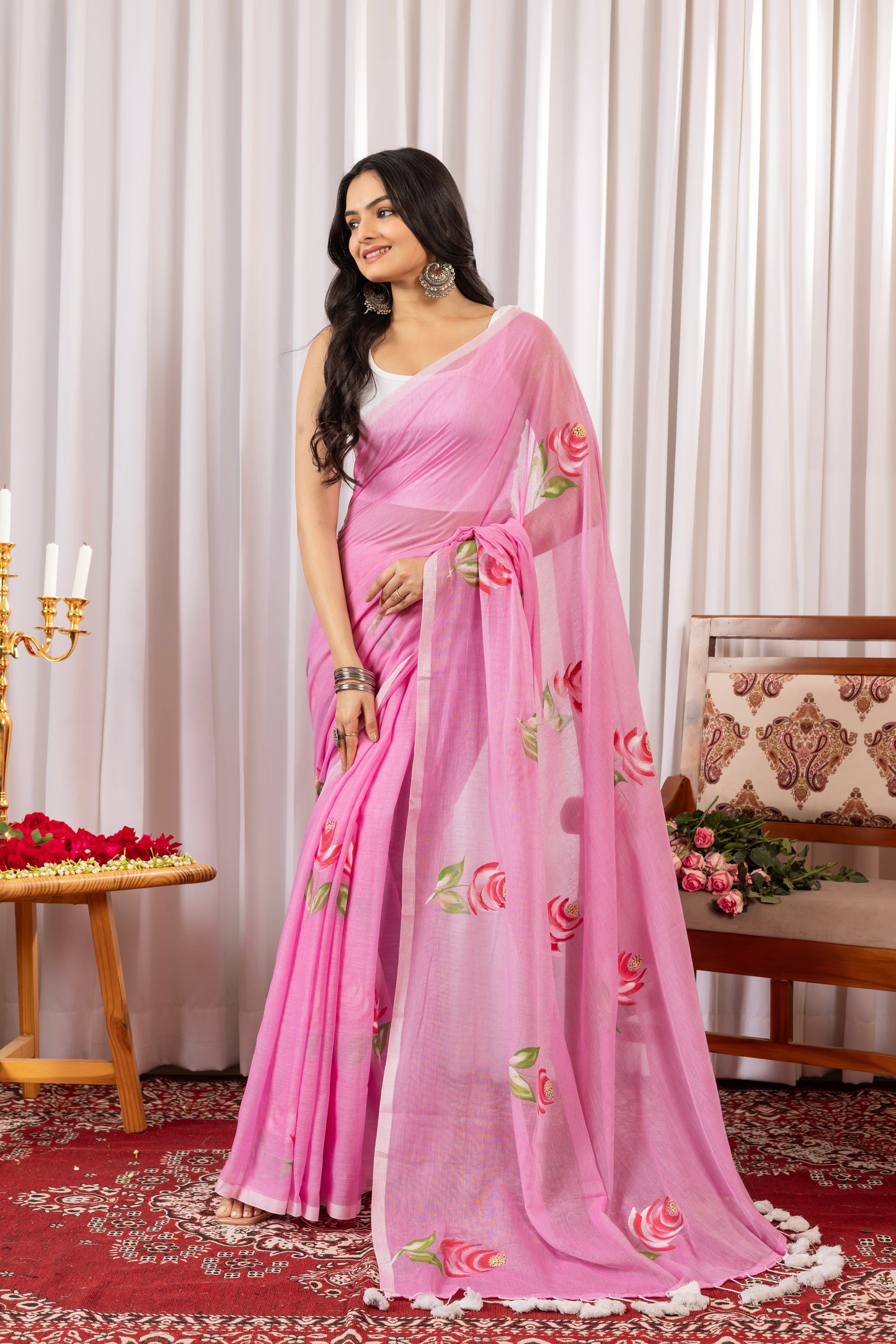 K A N D || Mull Cotton Saree with Hand Paint