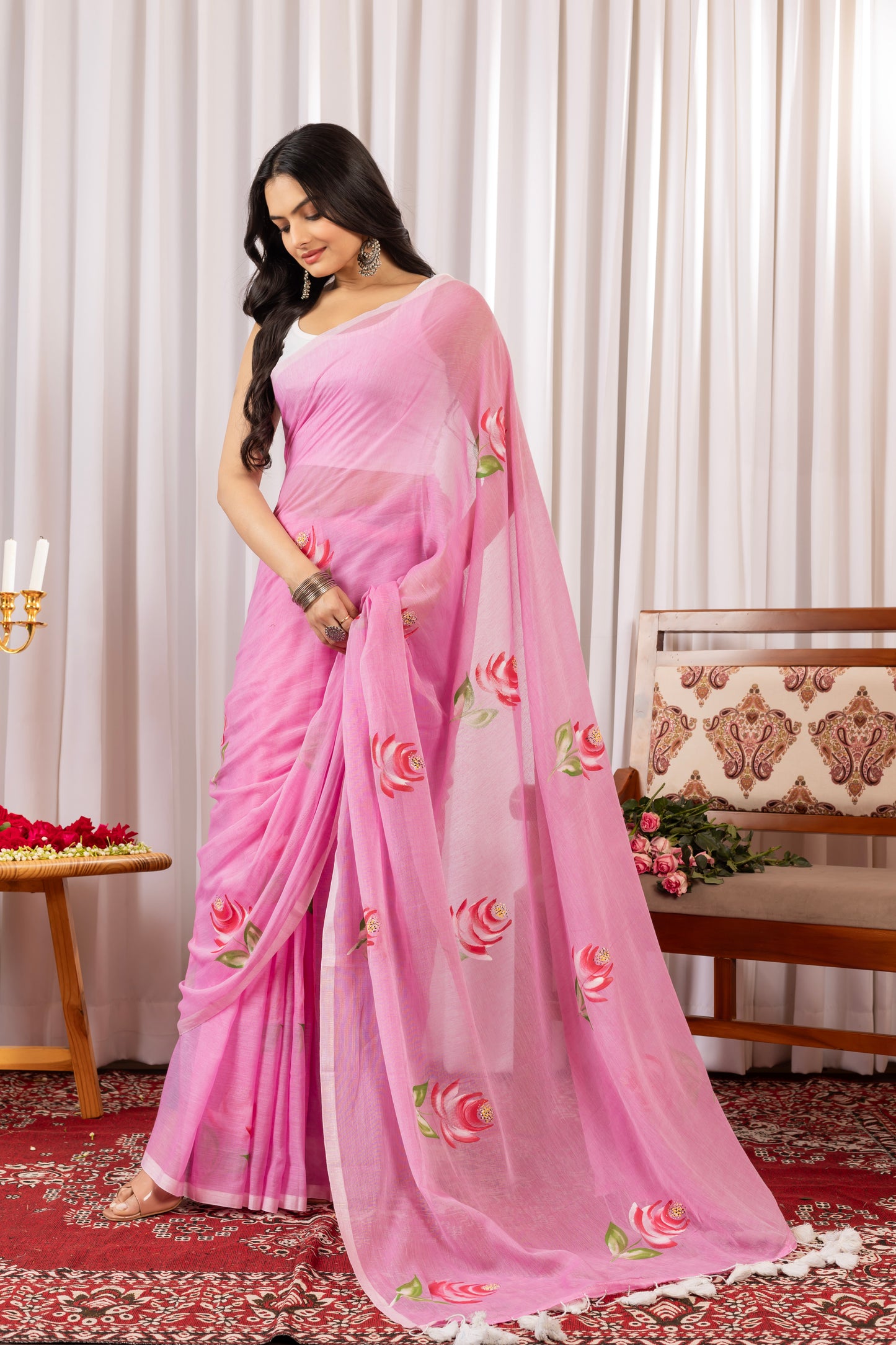 K A N D || Mull Cotton Saree with Hand Paint