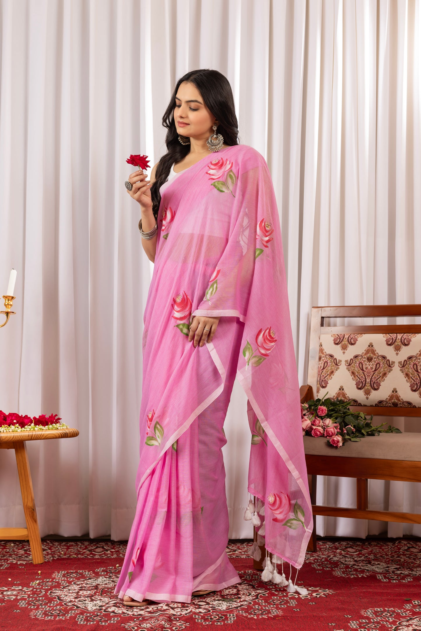 K A N D || Mull Cotton Saree with Hand Paint