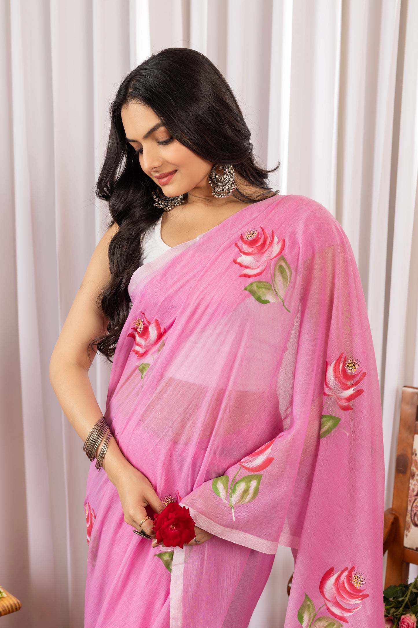 K A N D || Mull Cotton Saree with Hand Paint