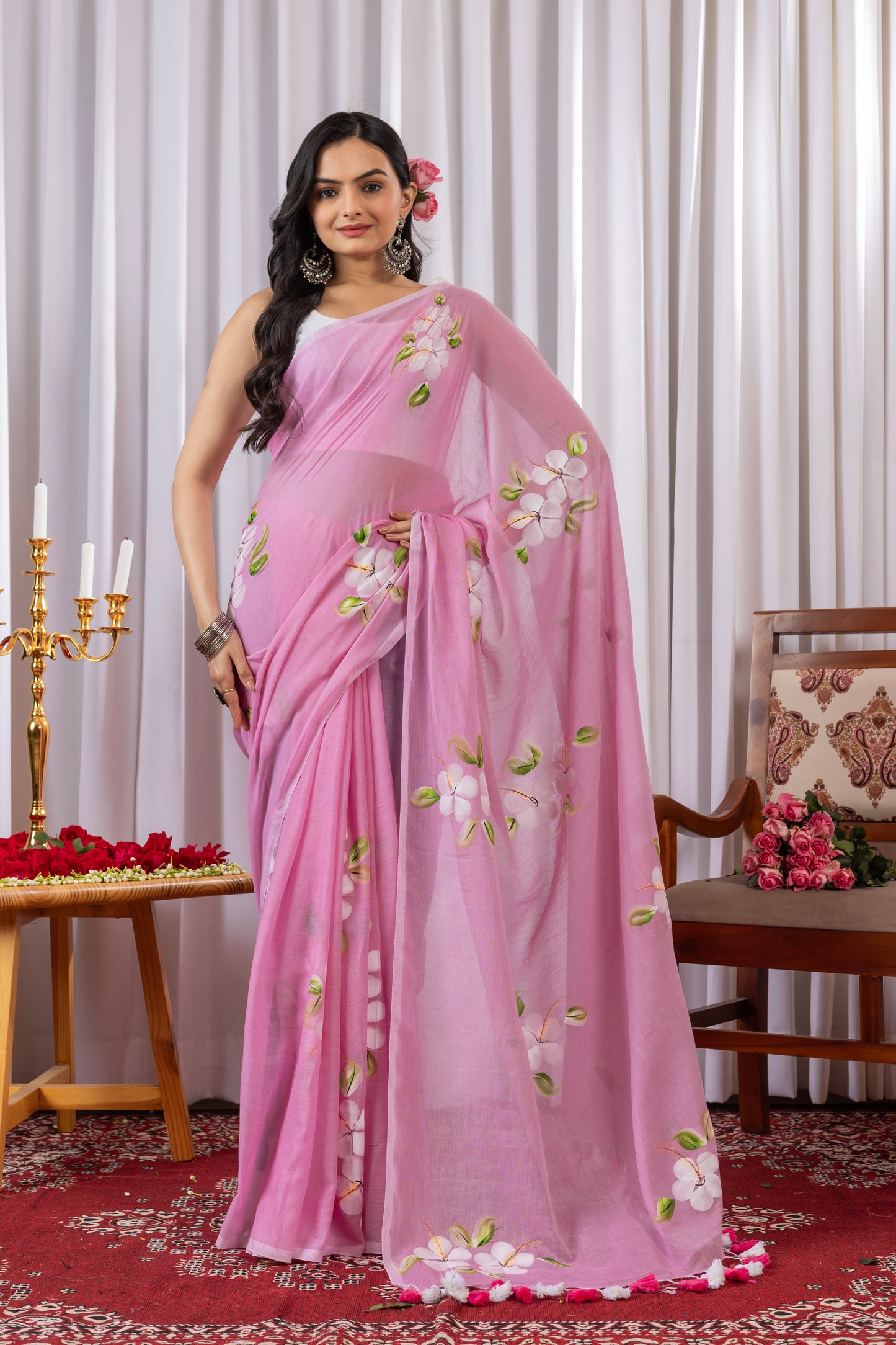 S A D A B A H A R || Mull Cotton Saree with Hand Paint