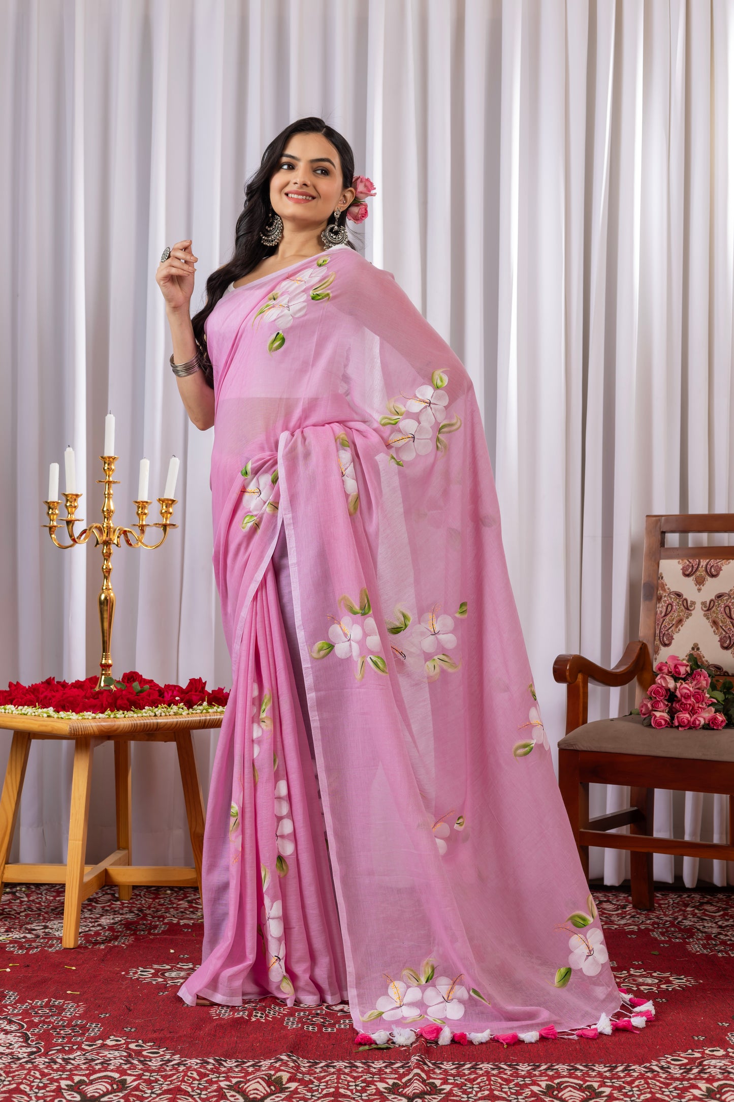 S A D A B A H A R || Mull Cotton Saree with Hand Paint