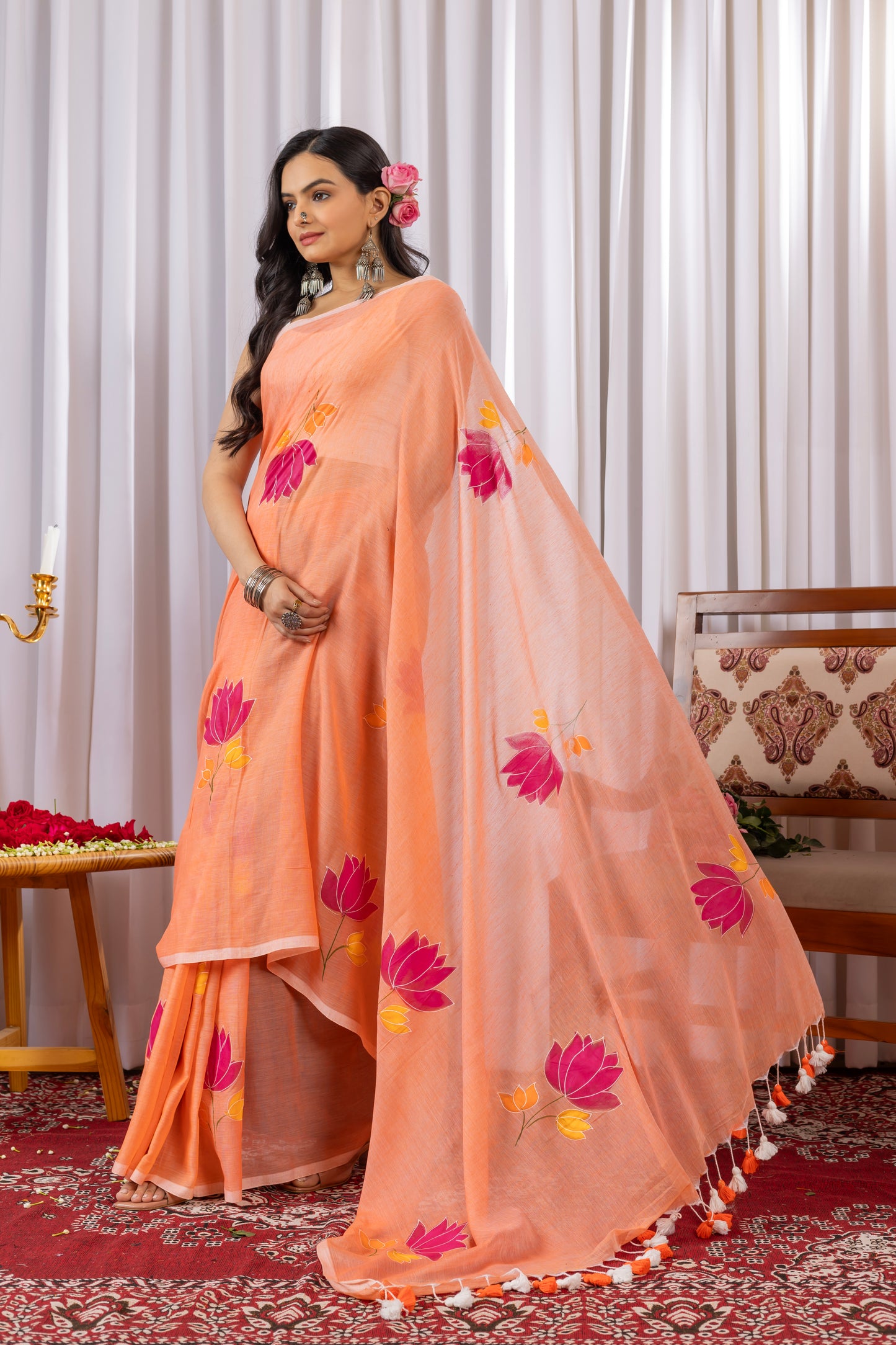 P R A T S H R E E || Mull Cotton Saree with Hand Paint