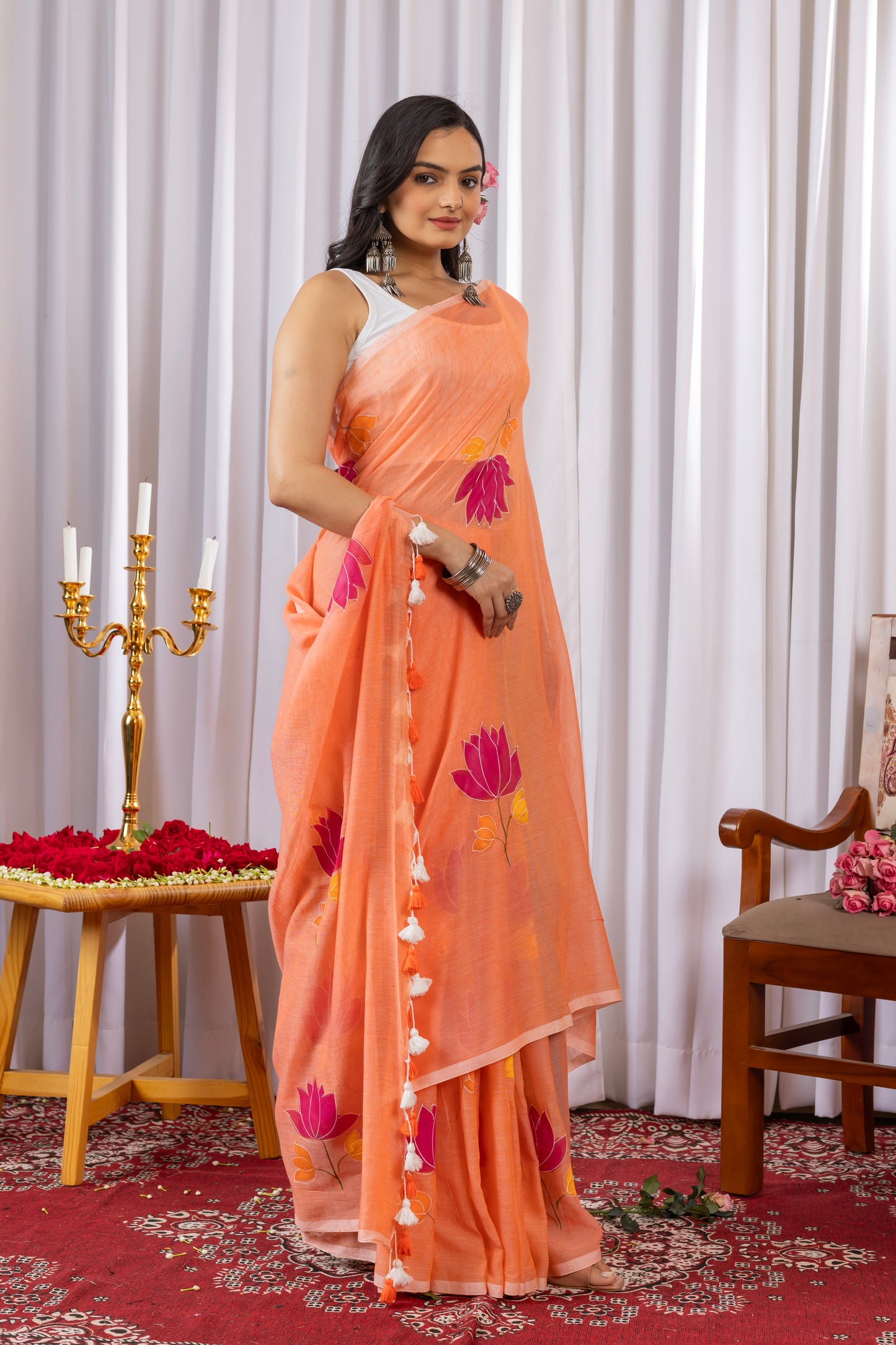 P R A T S H R E E || Mull Cotton Saree with Hand Paint