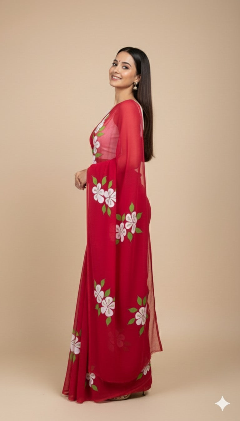 L A A L - C H A M P A || Pure Chiffon Saree
