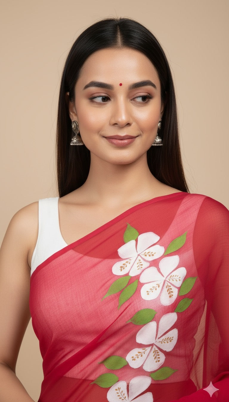 L A A L - C H A M P A || Pure Chiffon Saree