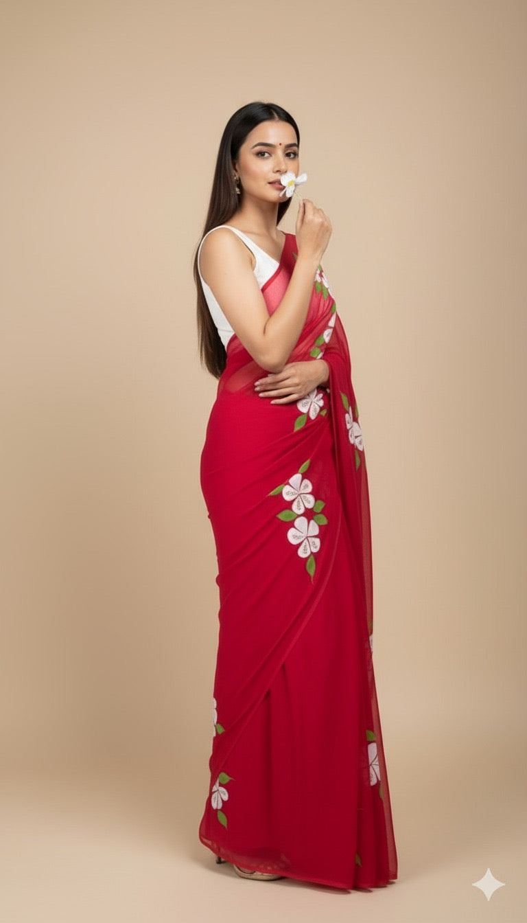 L A A L - C H A M P A || Pure Chiffon Saree