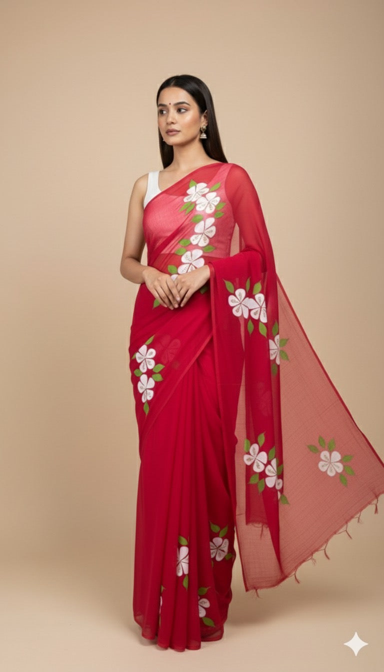 L A A L - C H A M P A || Pure Chiffon Saree