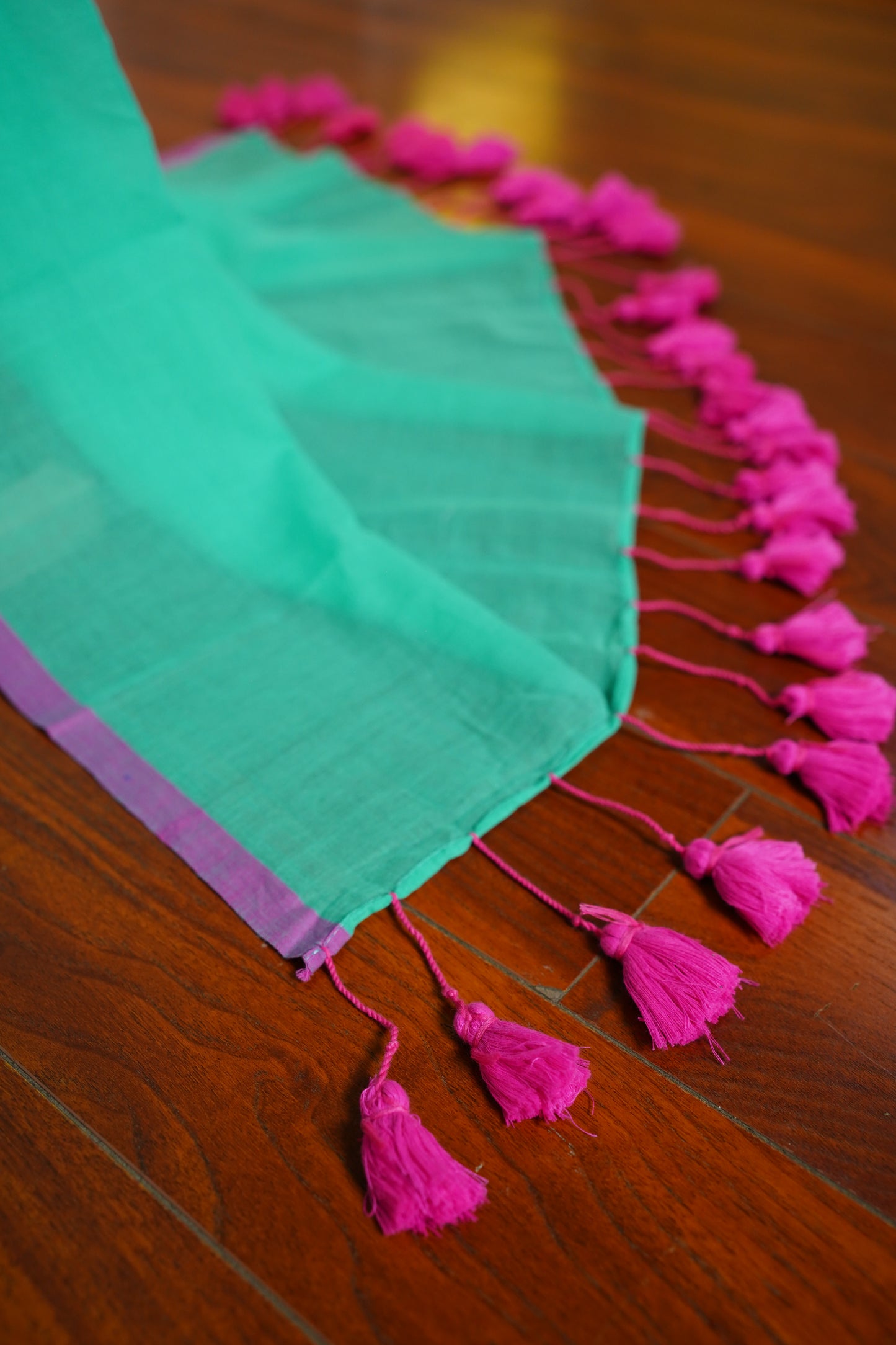 K U M U D || Plain Blue Mull Cotton Saree