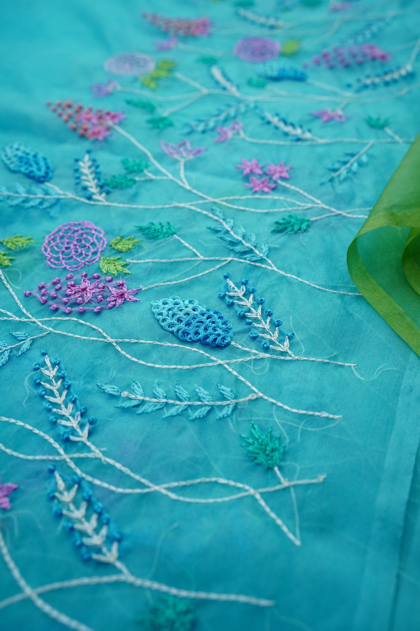 B A N D I N I || Organza Hand-Embroidery Saree