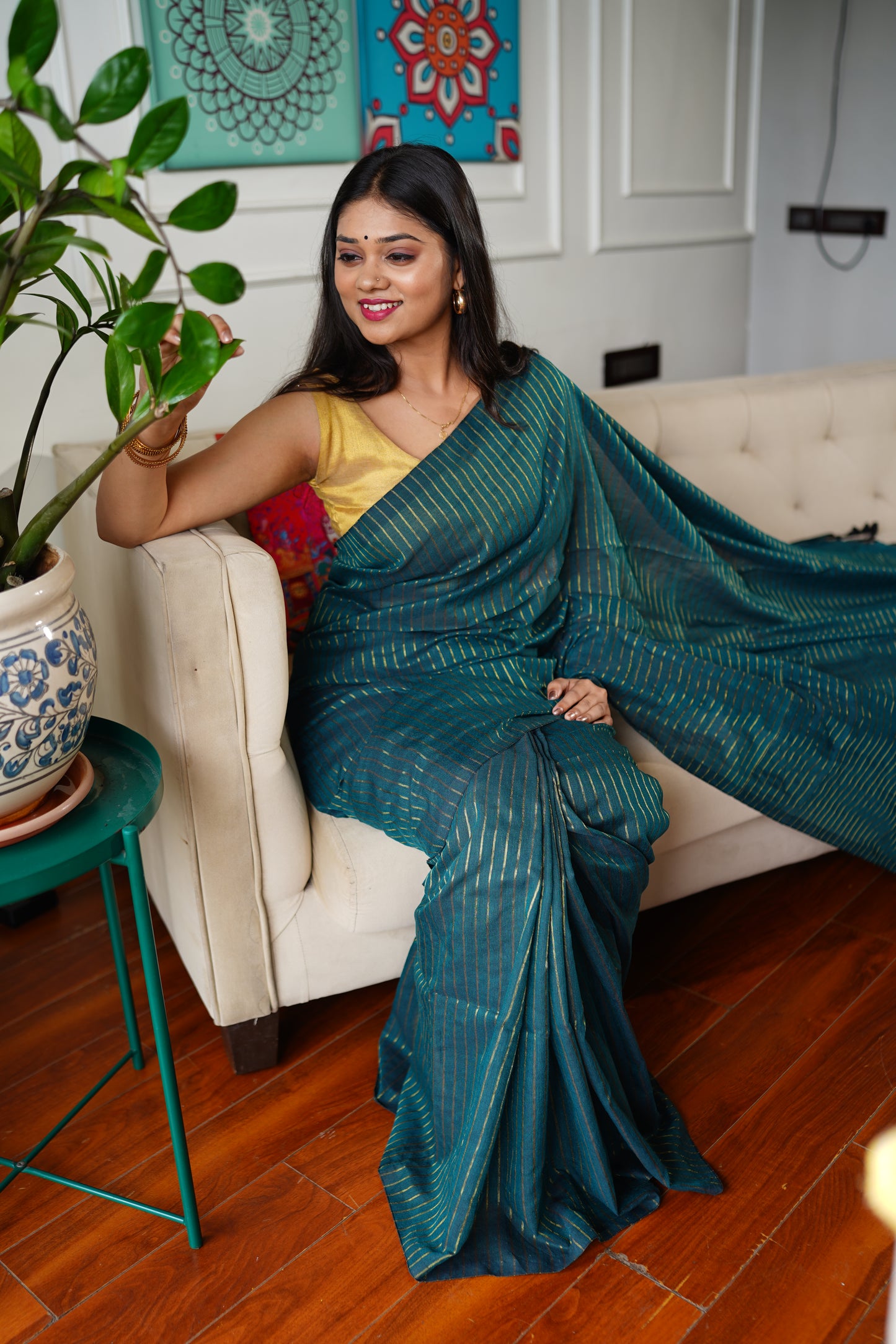 A M B I K A || Khadi Cotton Saree with Zari Strips