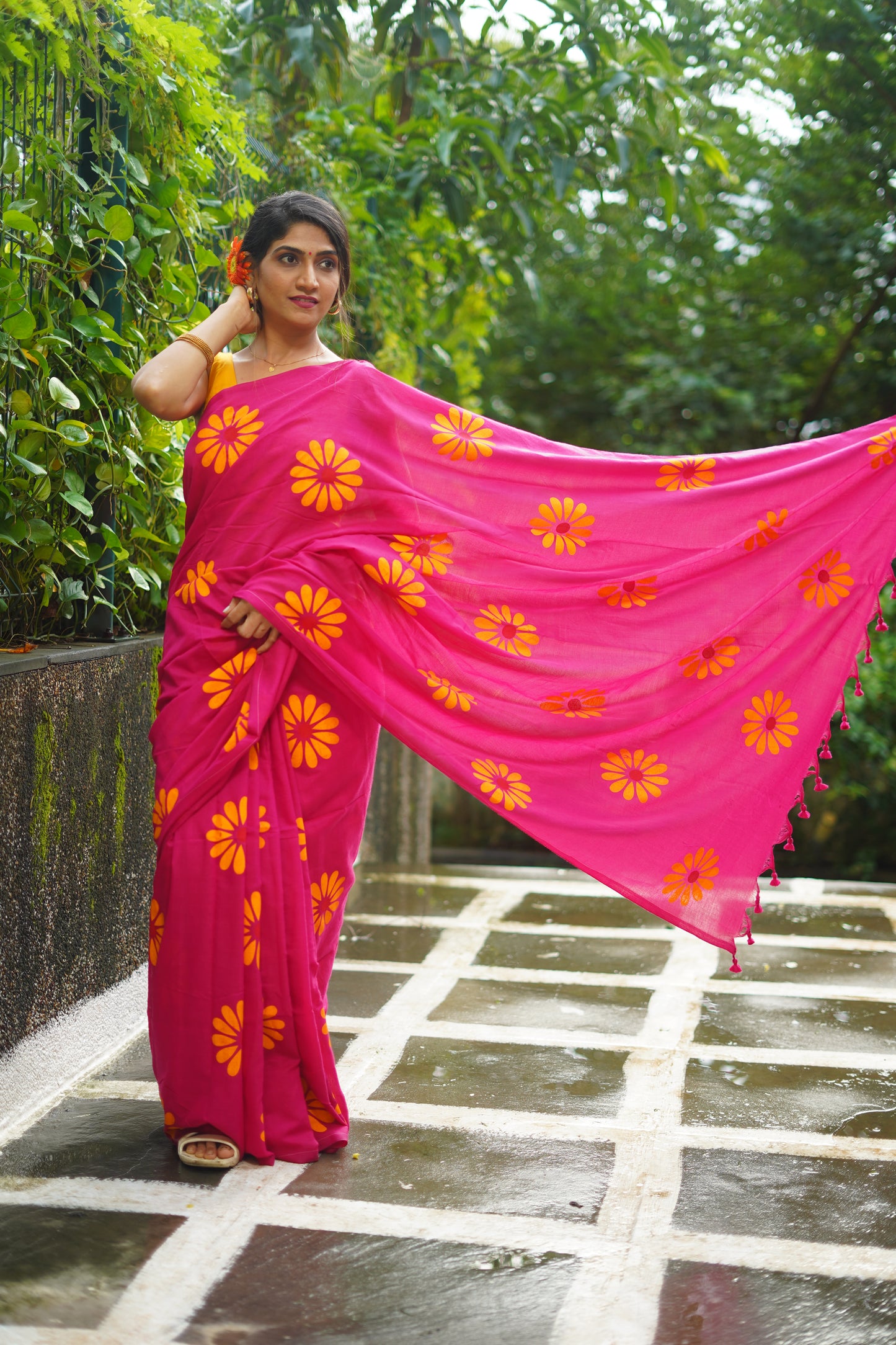 S A N D H Y A || Khadi Cotton Saree with Hand Paint