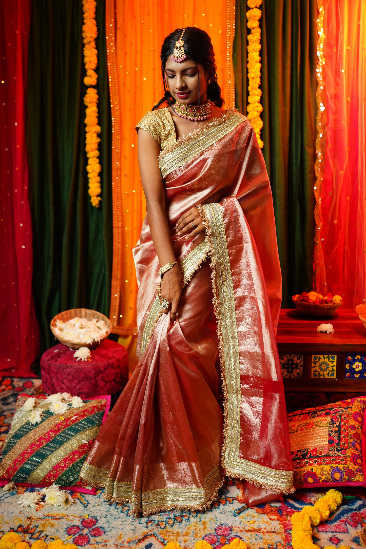 S U B H A D R A || Banarasee Tissue saree with Kiran Lace