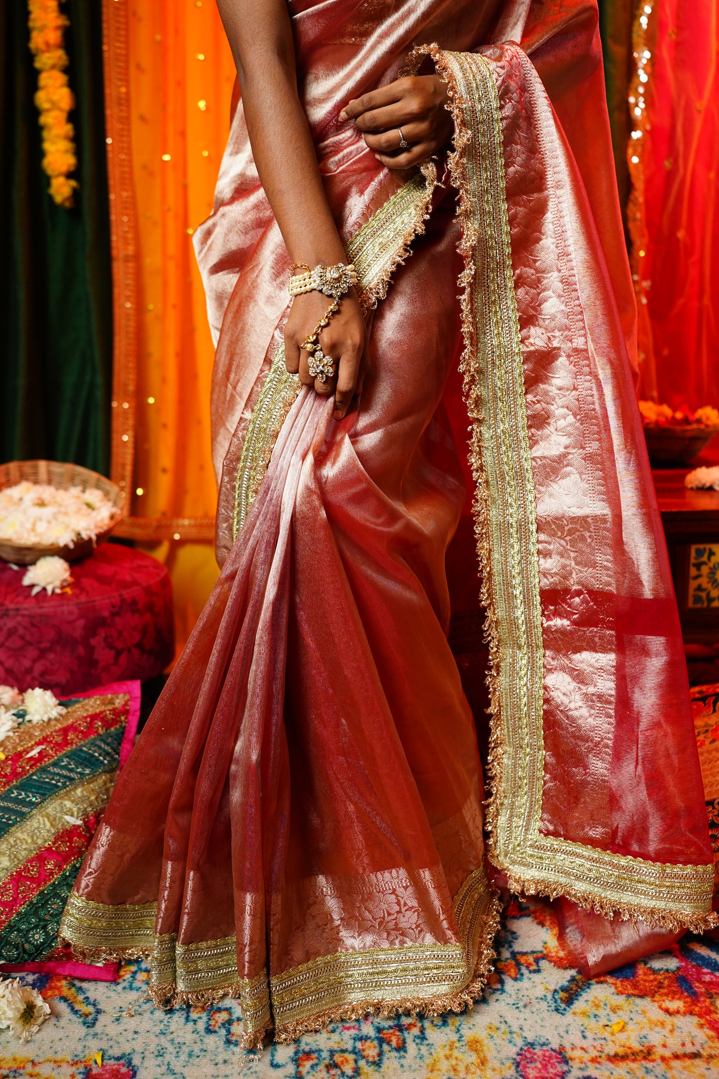 S U B H A D R A || Banarasee Tissue saree with Kiran Lace